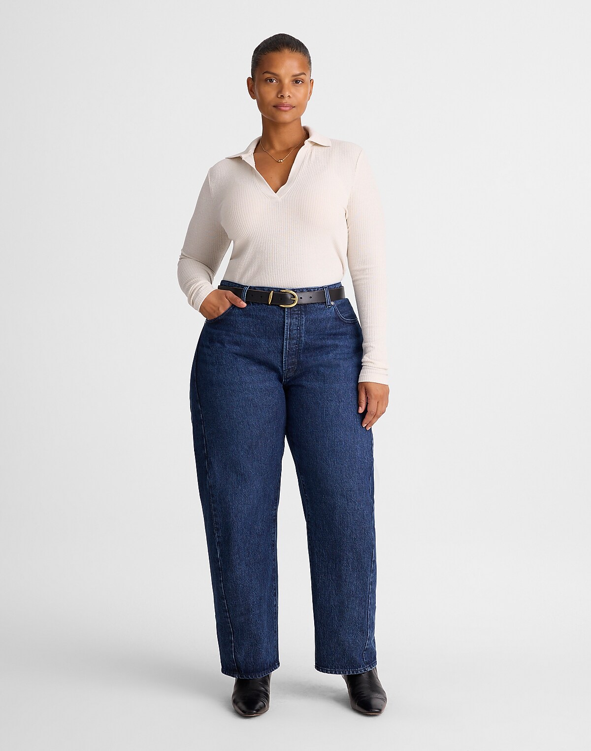The Plus Pieced Barrel-Leg Jean