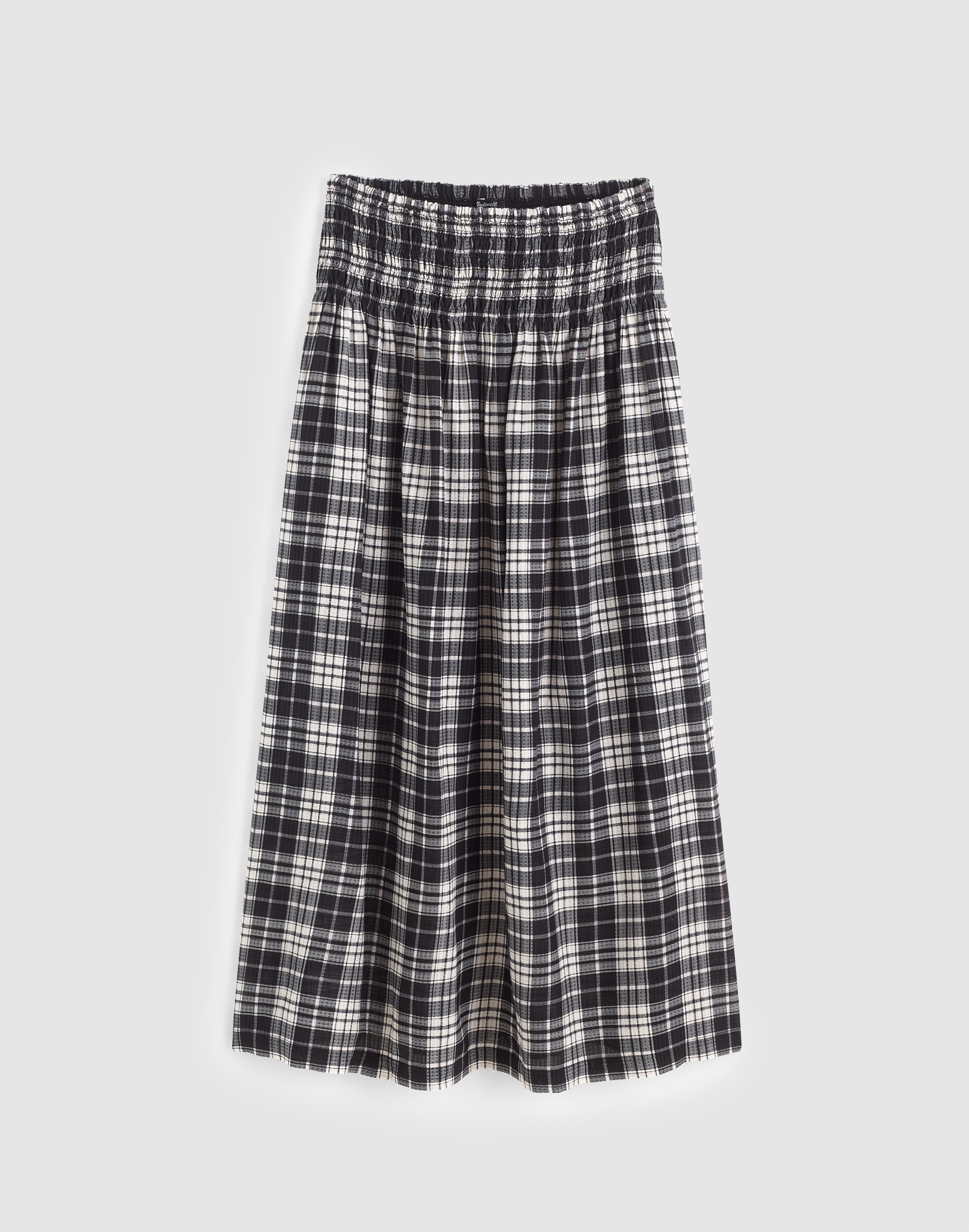 Smocked-Waist Maxi Skirt Plaid