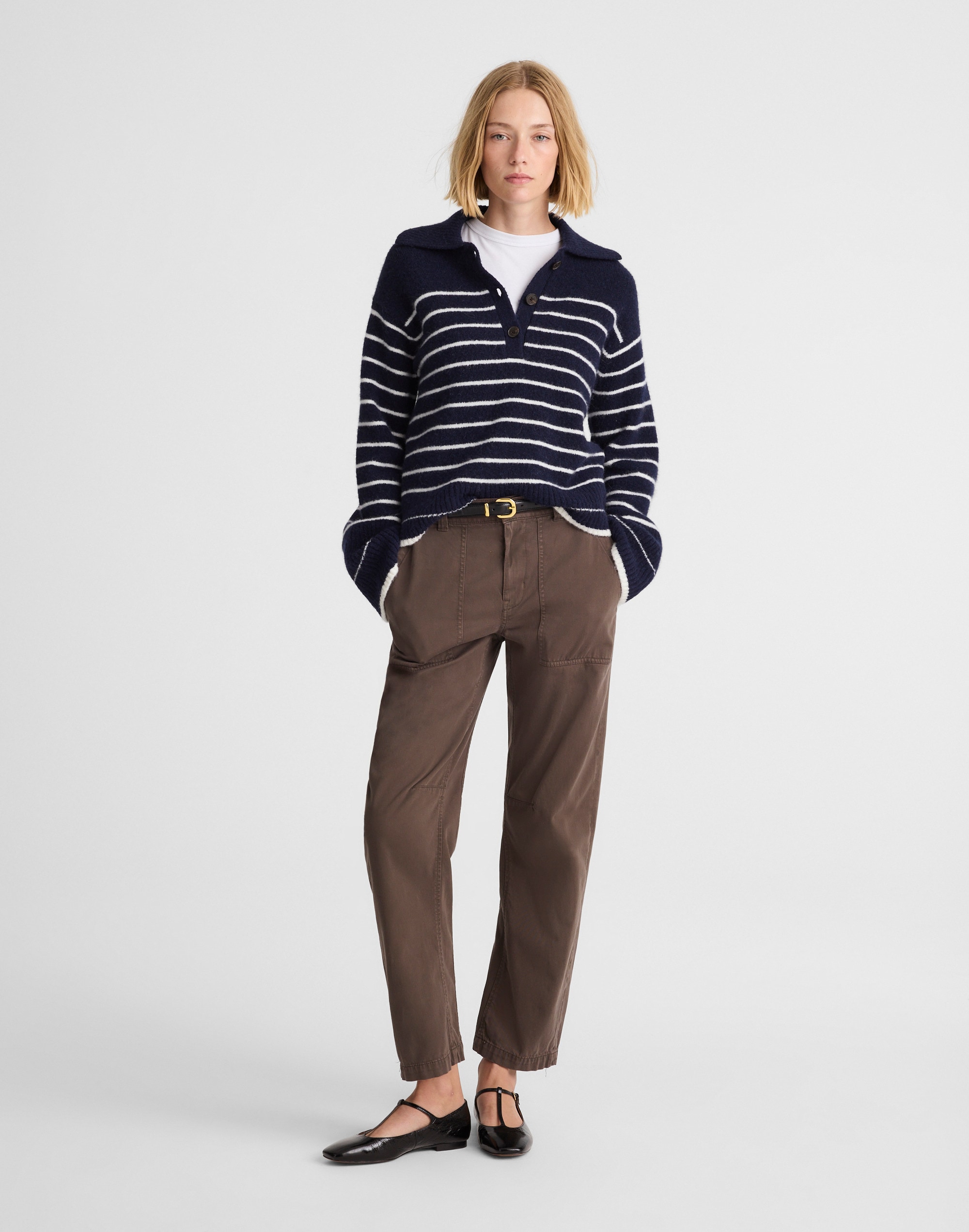 Madewell Cloudsoft Polo Sweater In Blue