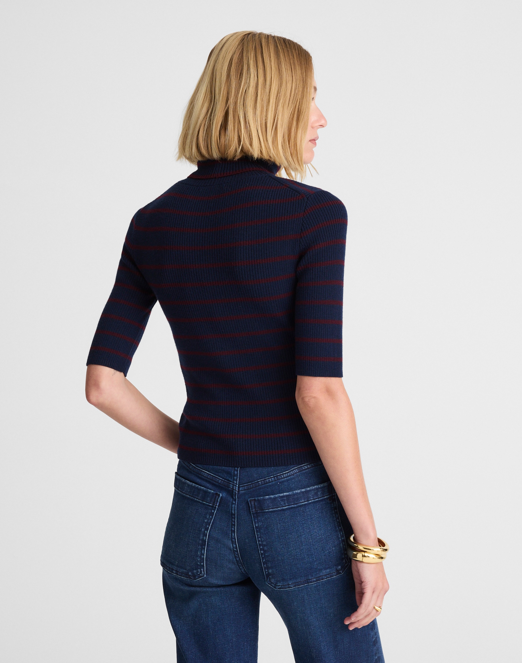 Ribbed Turtleneck Tee in Merino Wool