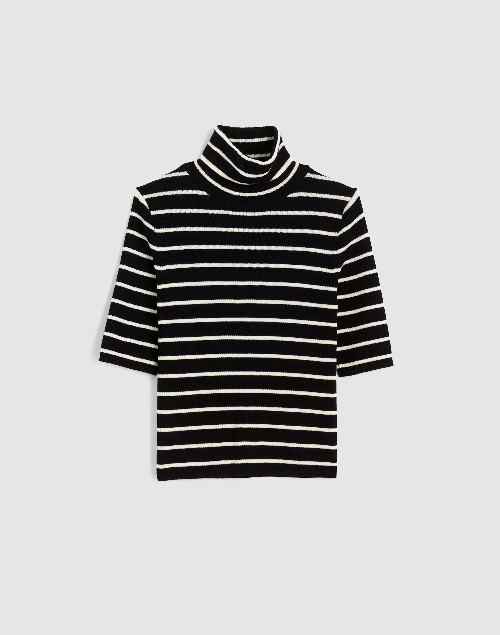 Ribbed Turtleneck Tee in Merino Wool