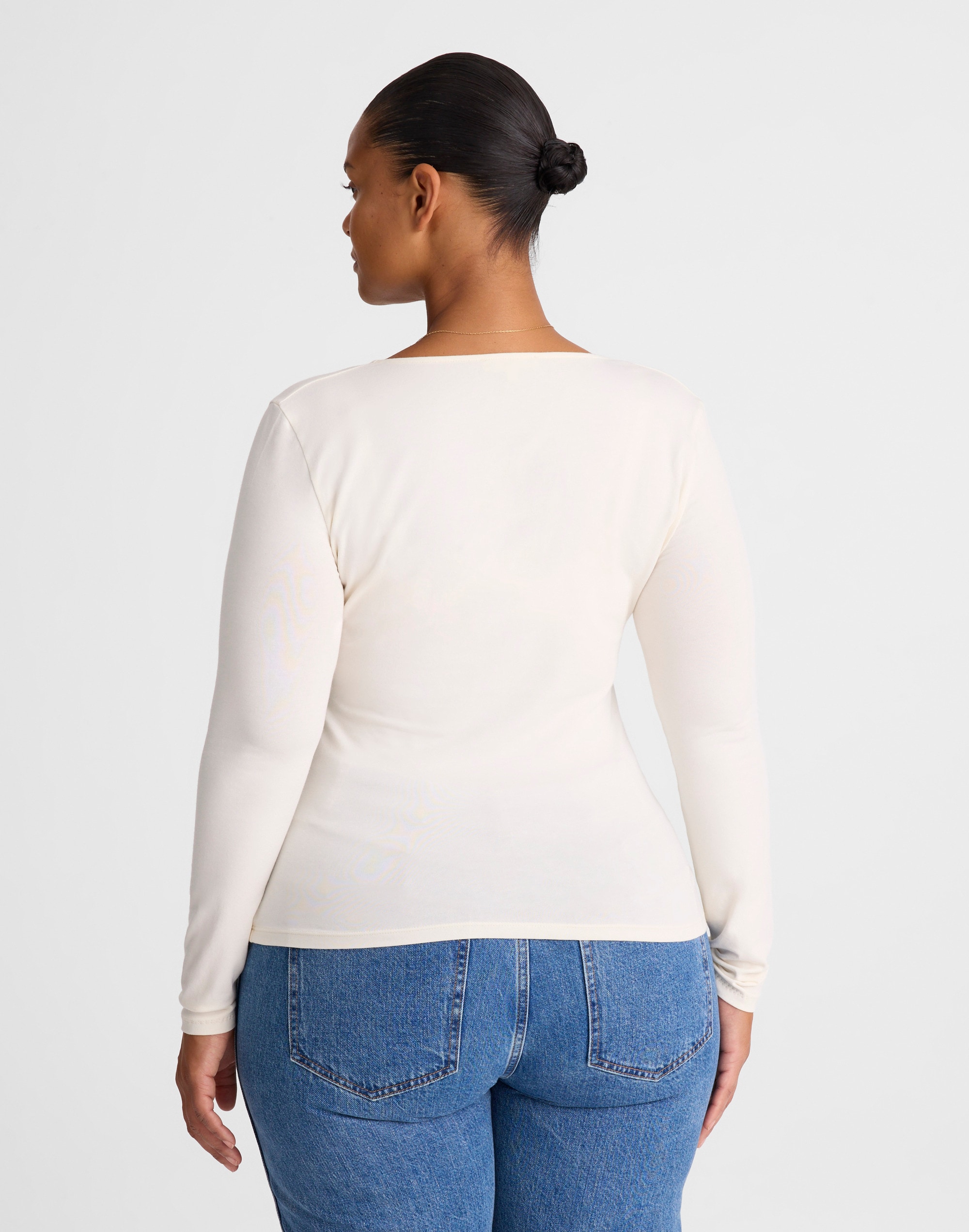 Shirred V-Neck Long-Sleeve Top Alternate Image 4