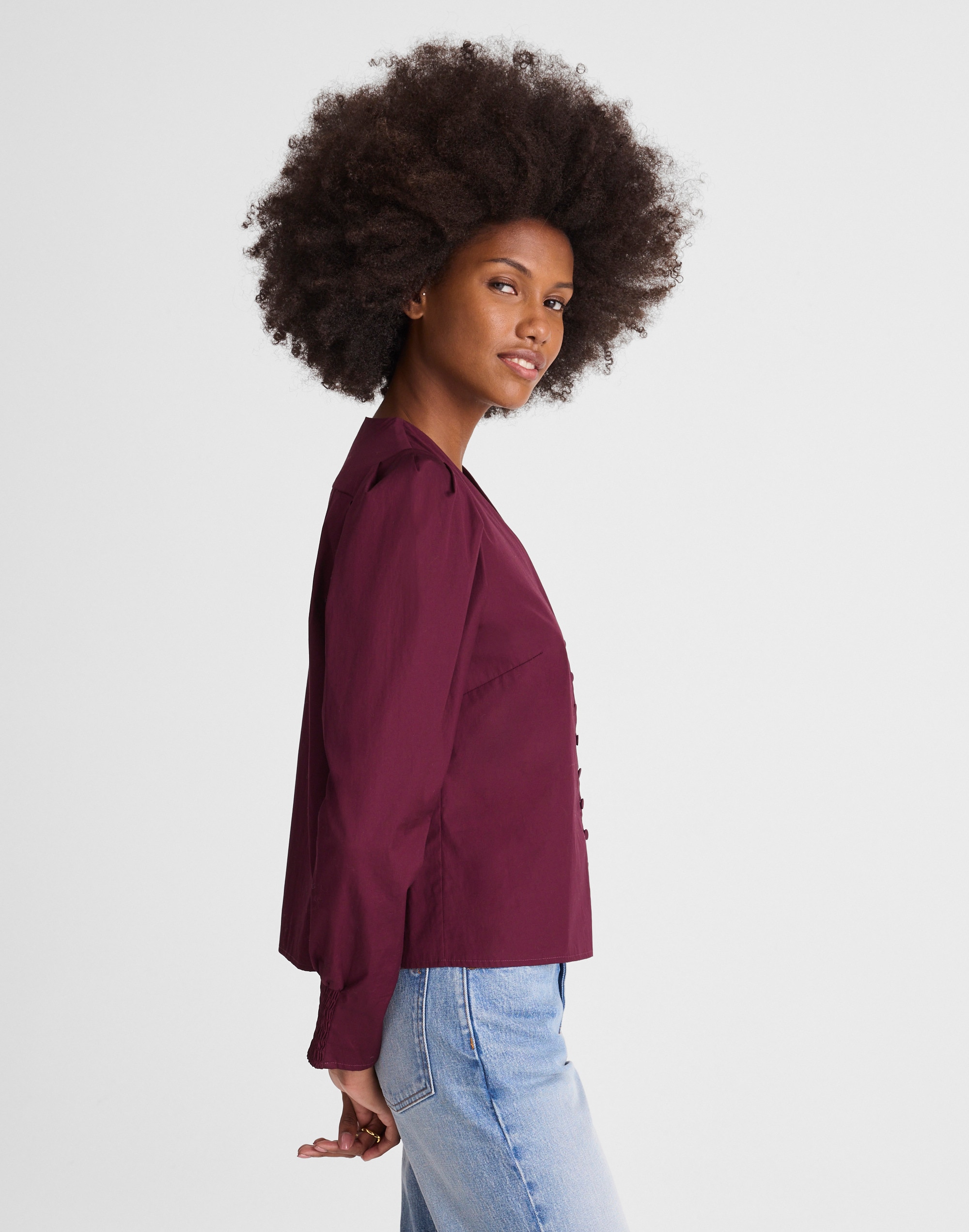 V-Neck Button-Front Top