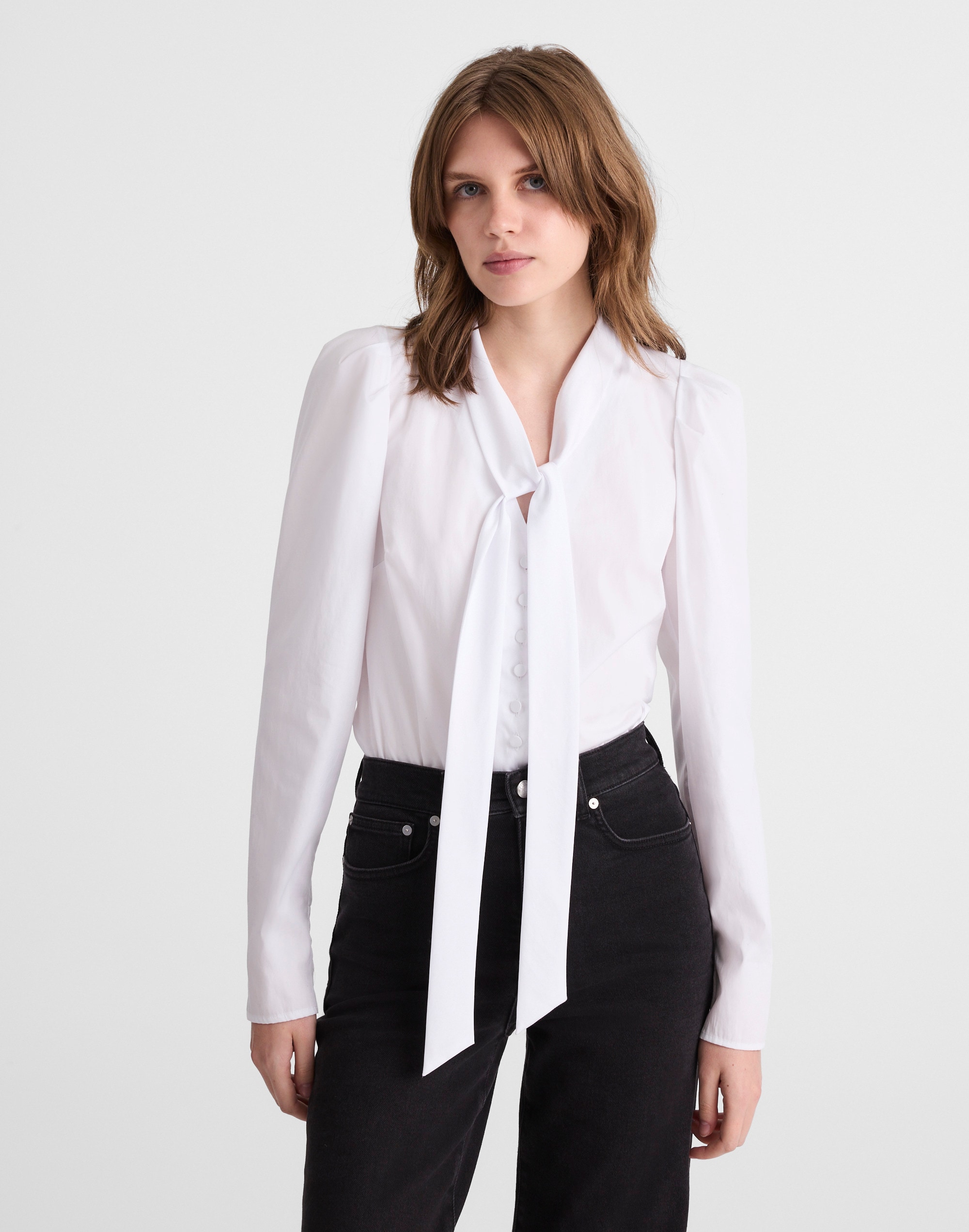 v-neck button-front top