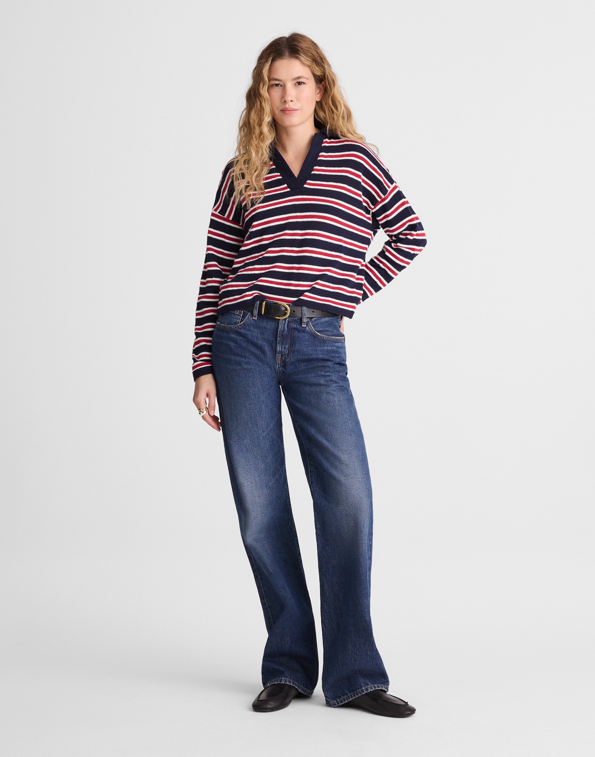 Relaxed Polo Shirt in Stripe