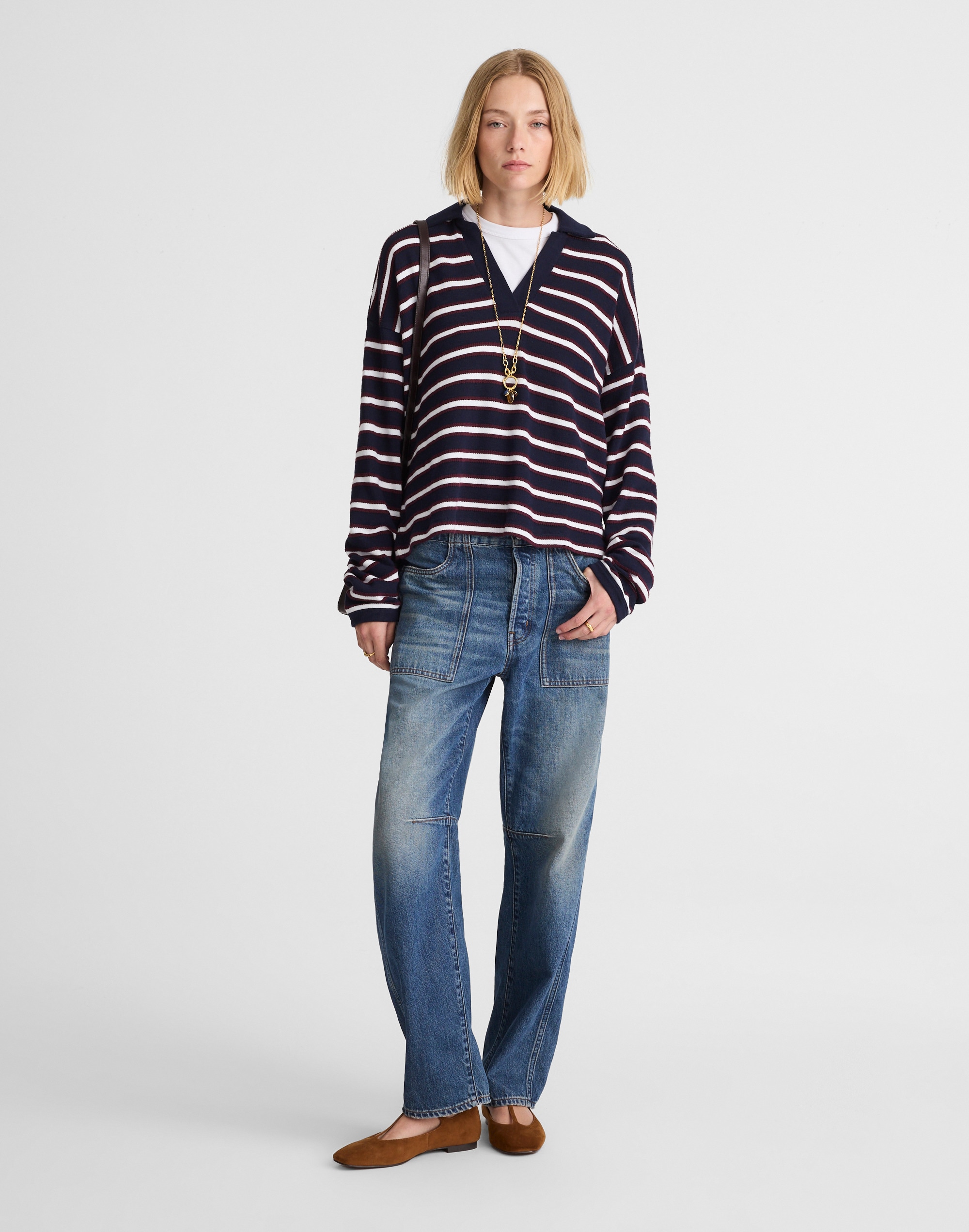 Relaxed Polo Shirt in Stripe Alternate Image 1