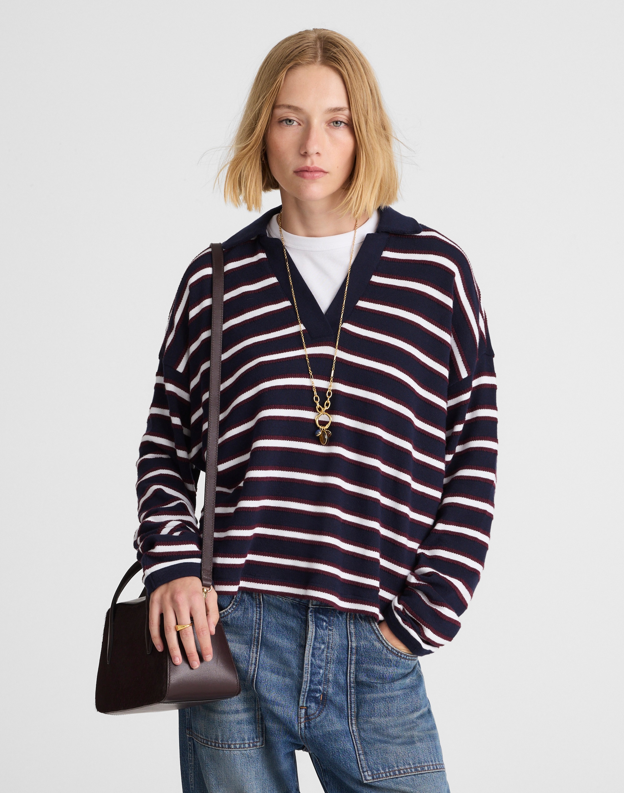 relaxed polo shirt in stripe