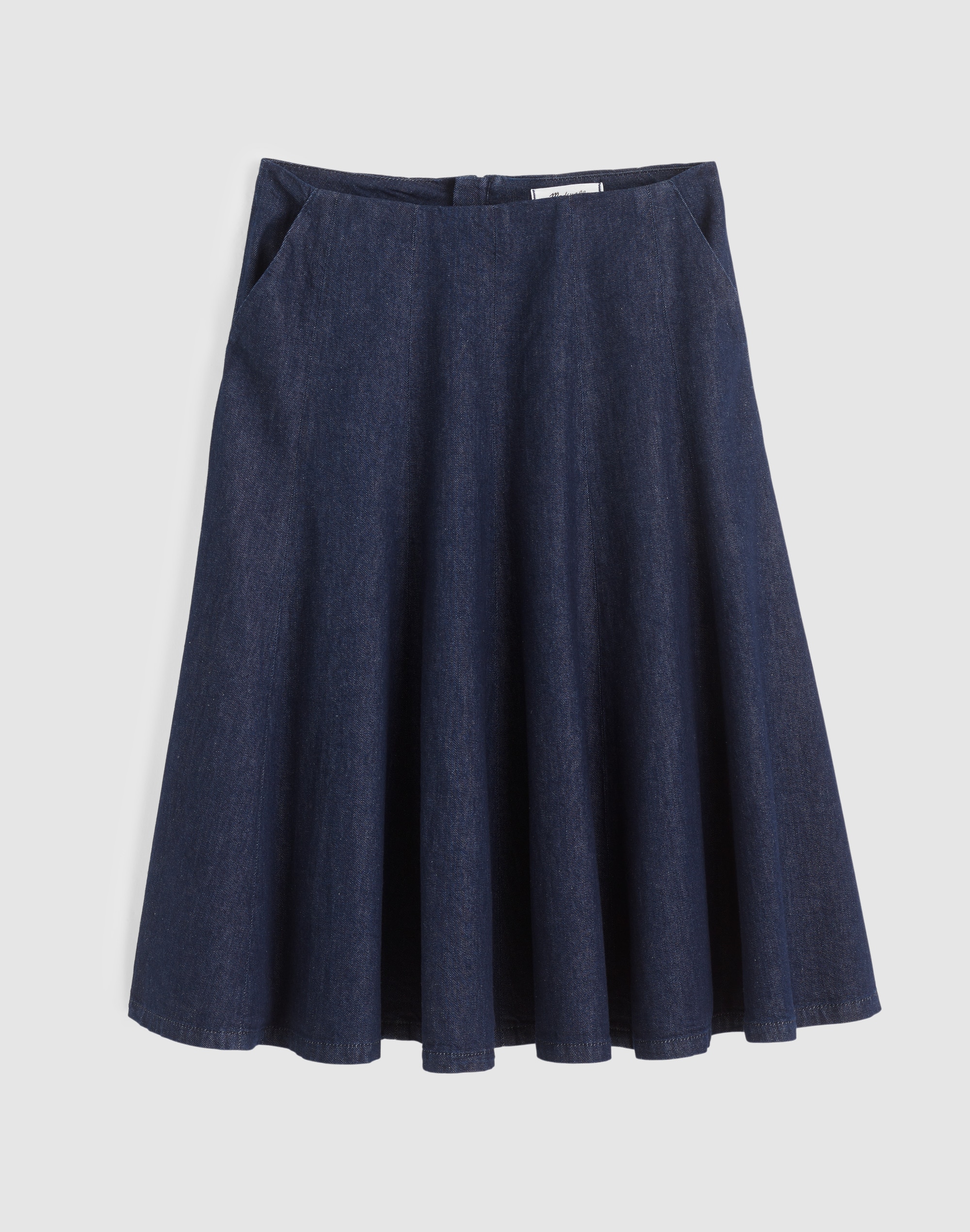 Plus Flared Denim Midi Skirt in Rinse Wash