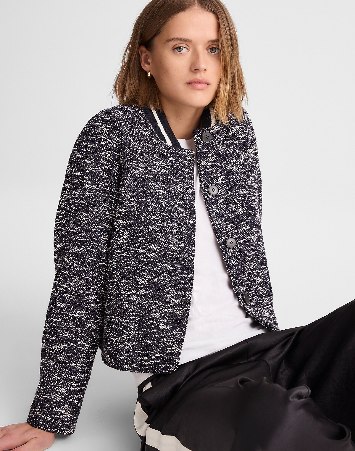 Raglan Bomber Jacket in Tweed