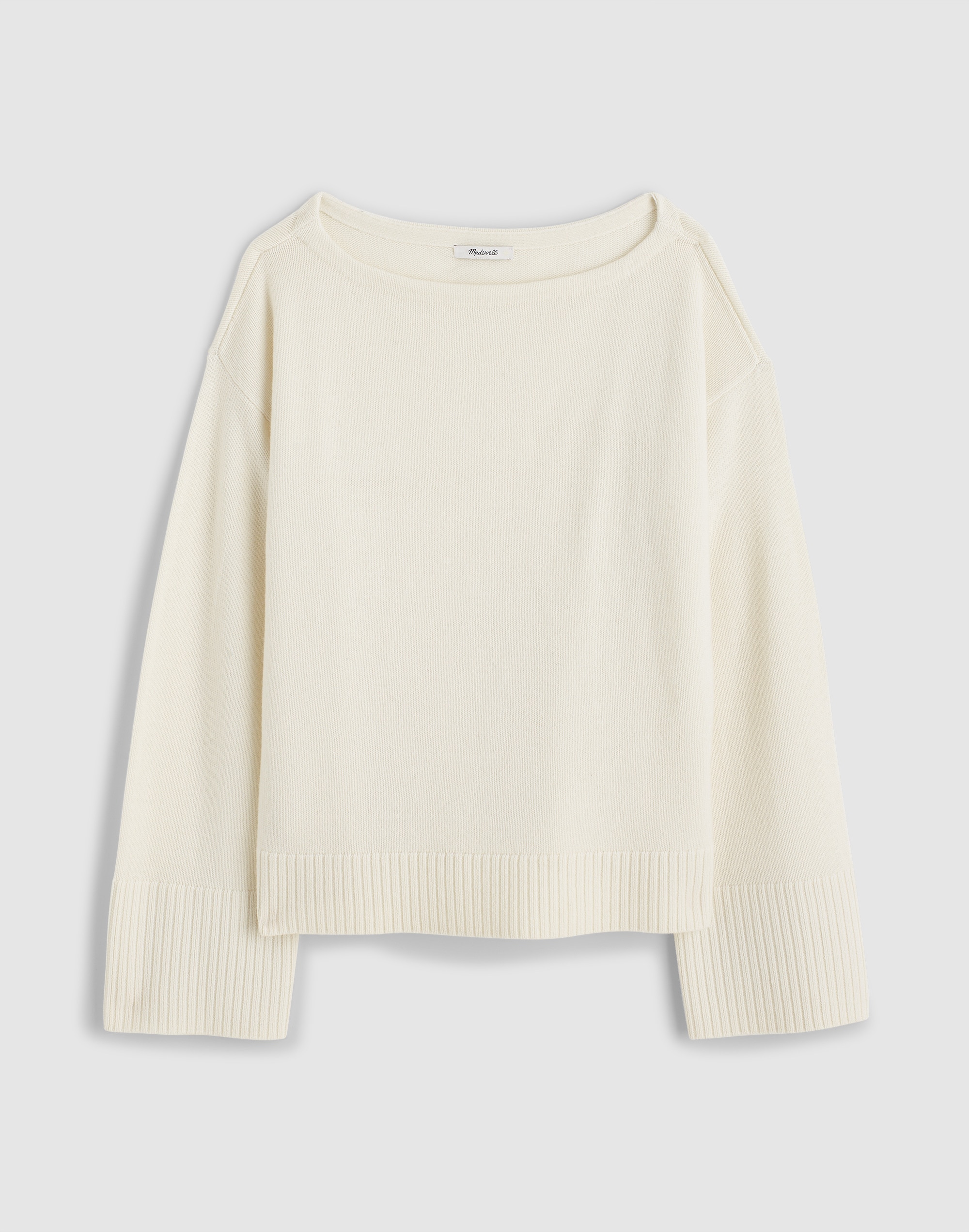 Wide-Cuff Boatneck Sweater Merino Wool