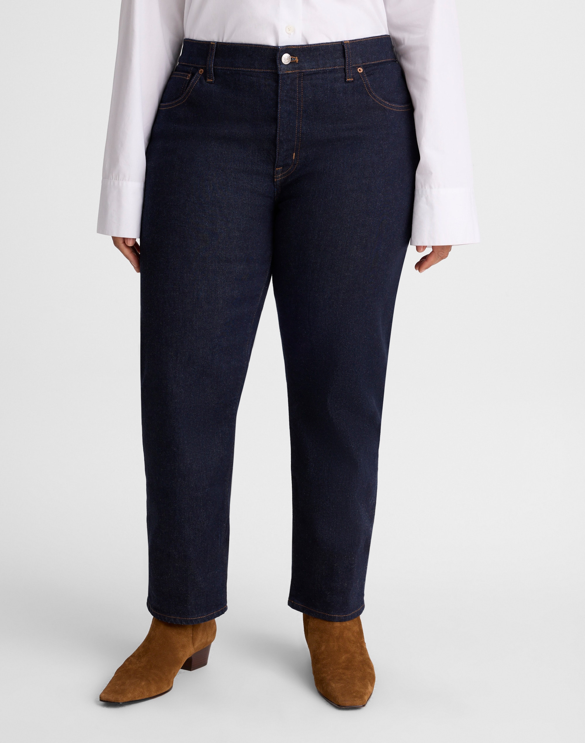 The Plus Jules Slim-Straight Jean in Rinse Wash