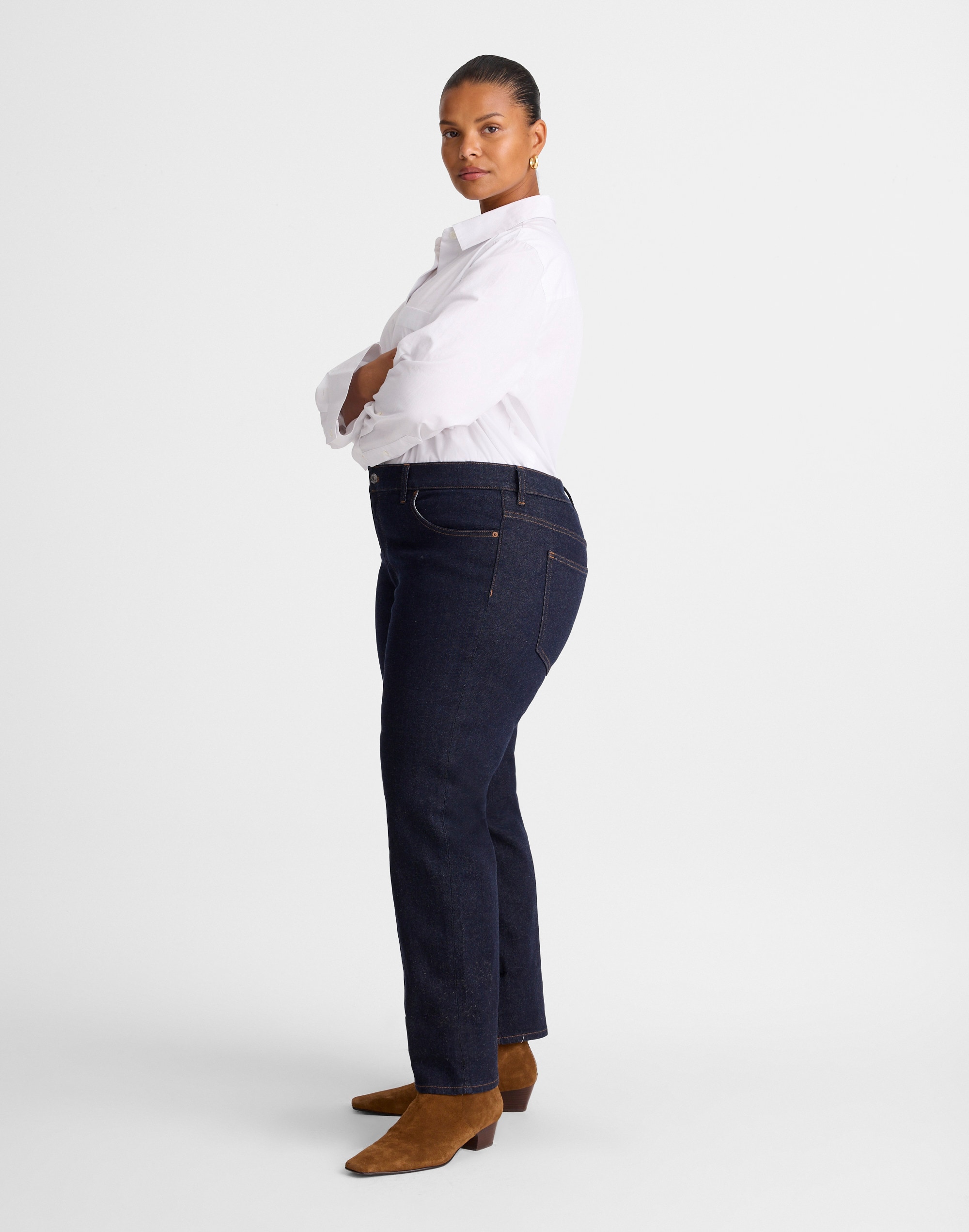 The Plus Jules Slim-Straight Jean in Rinse Wash
