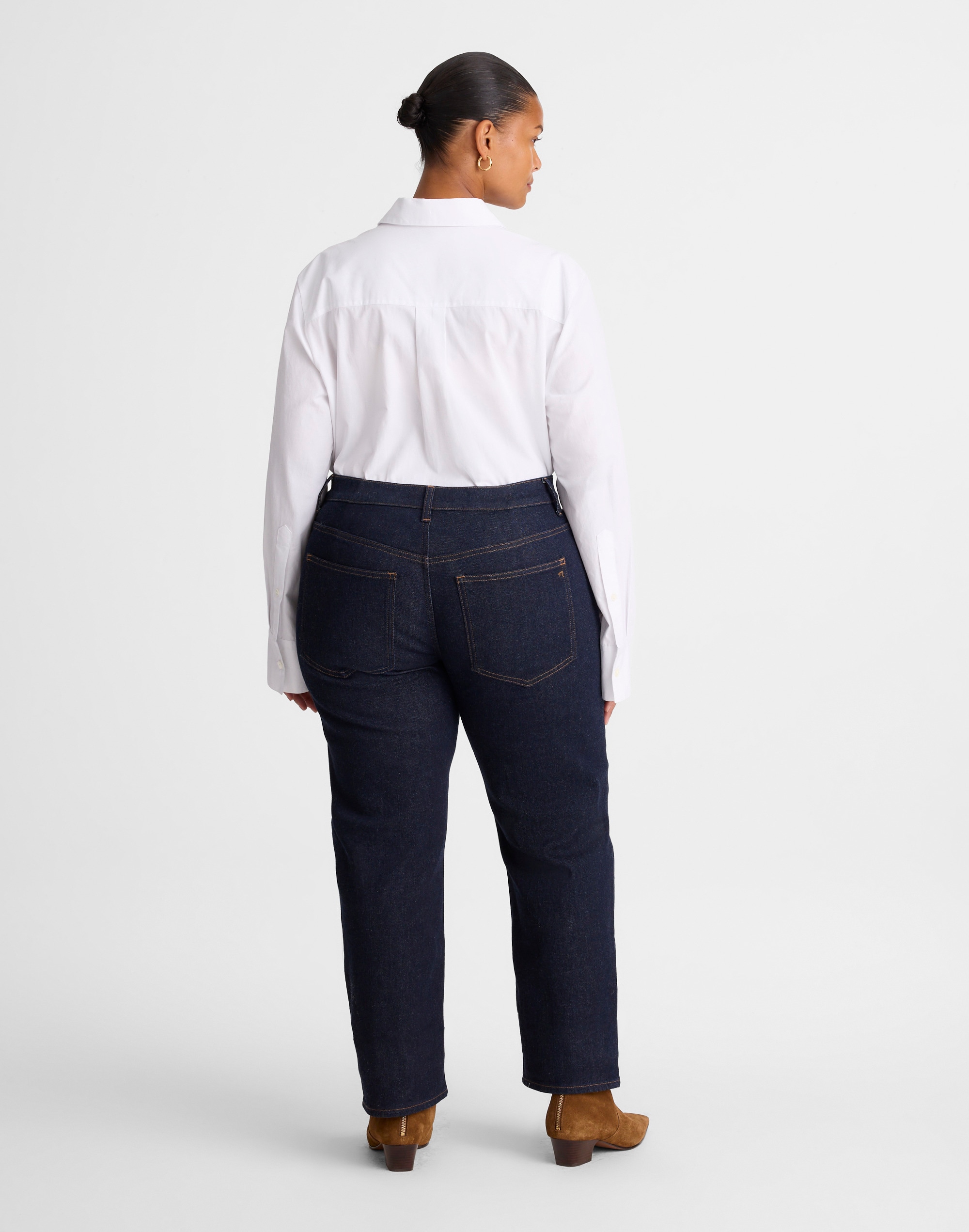 The Plus Jules Slim-Straight Jean in Rinse Wash