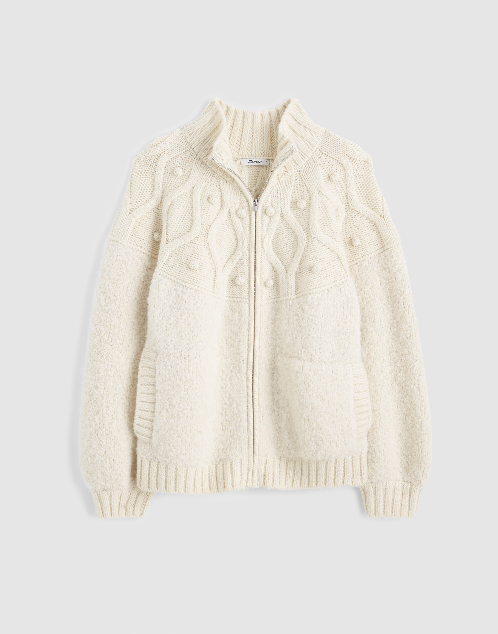 Zip-Front Mockneck Cardigan