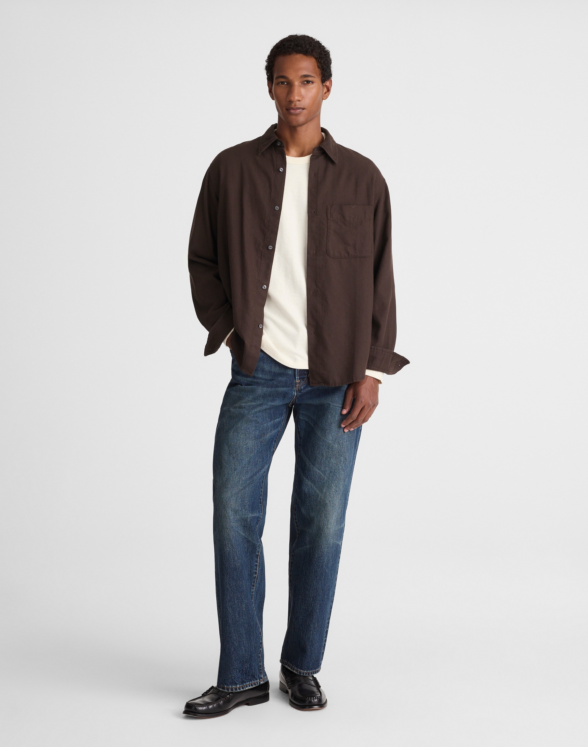 Lightweight Flannel Button-Up Shirt