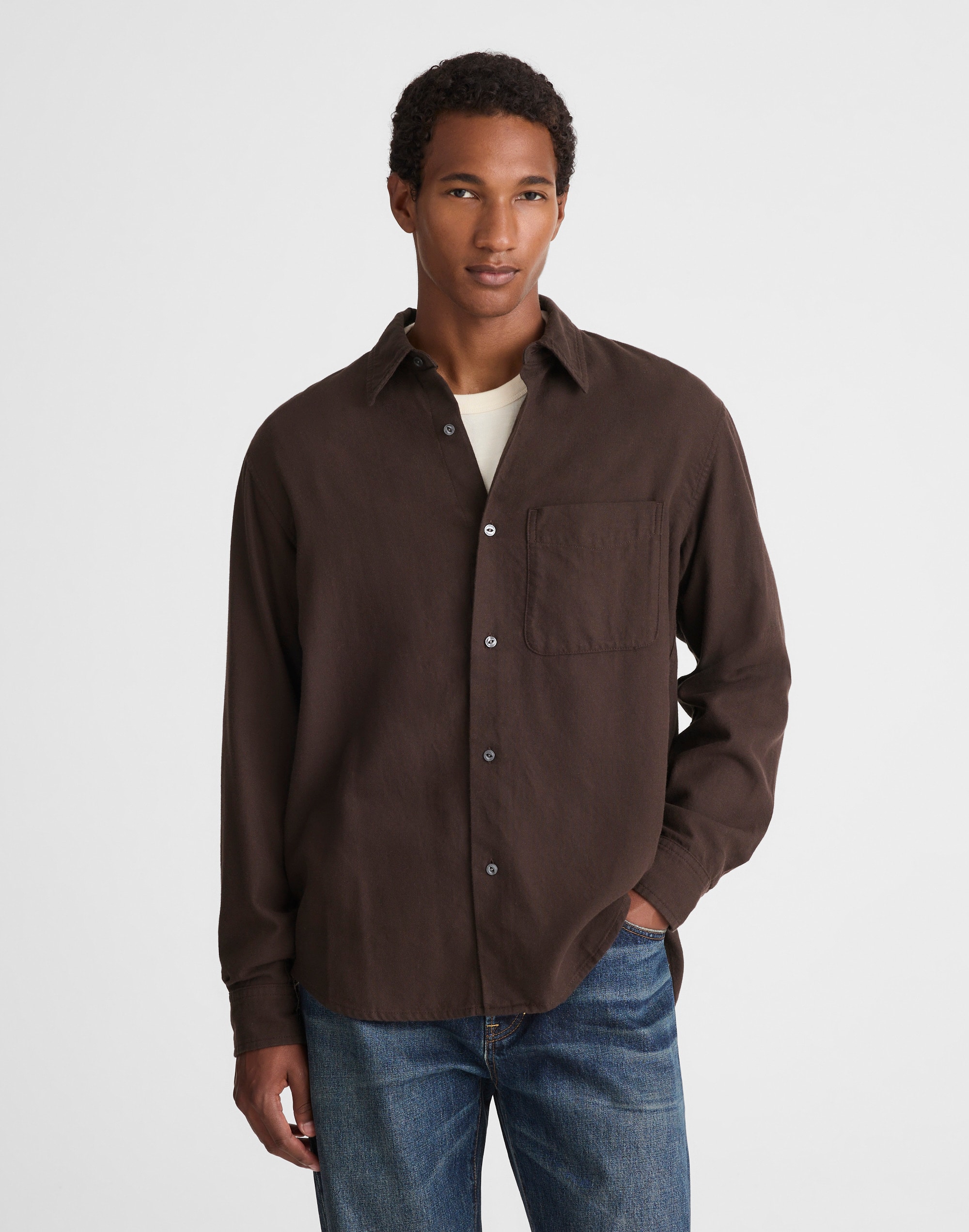 Lightweight Flannel Button-Up Shirt
