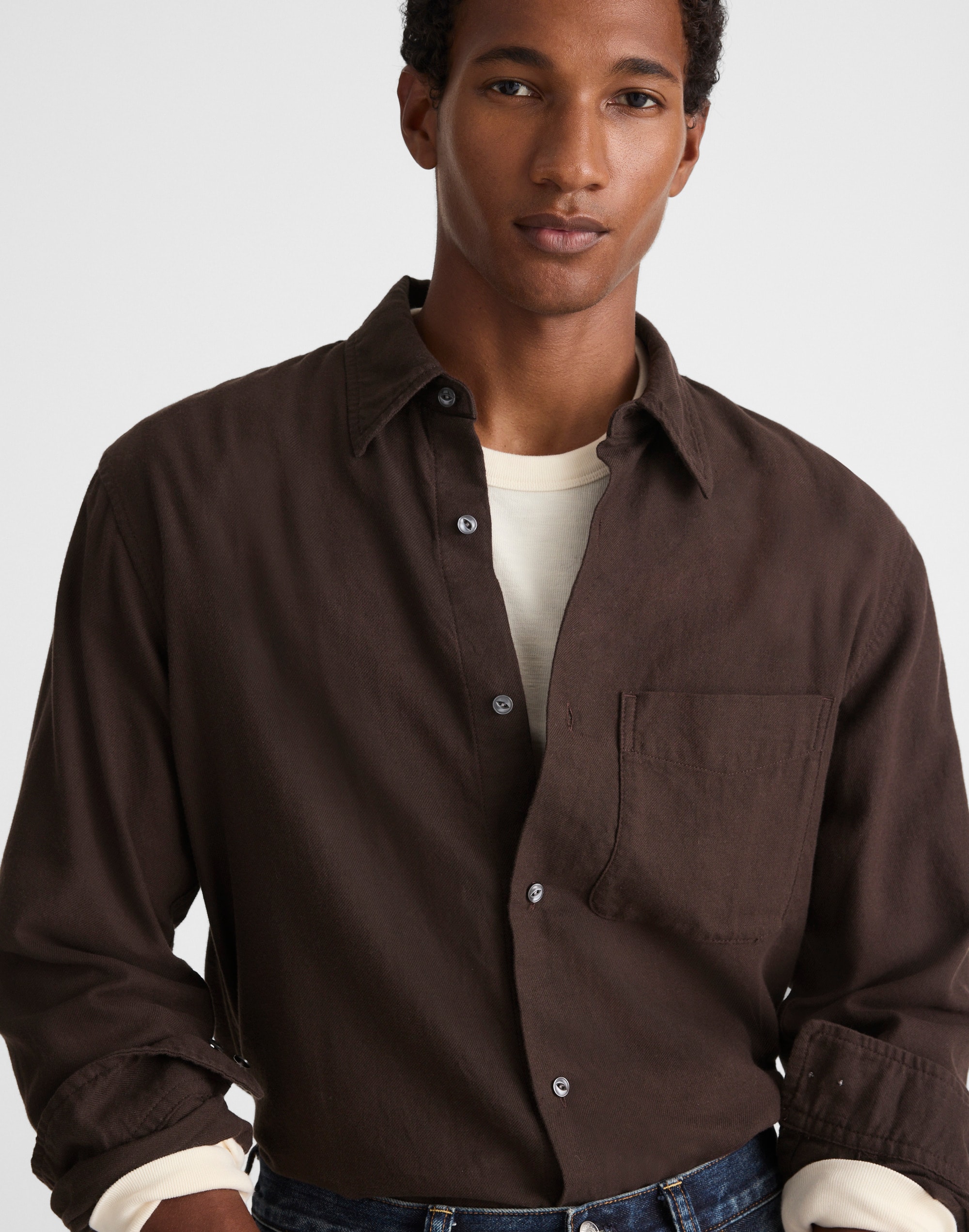 Lightweight Flannel Button-Up Shirt