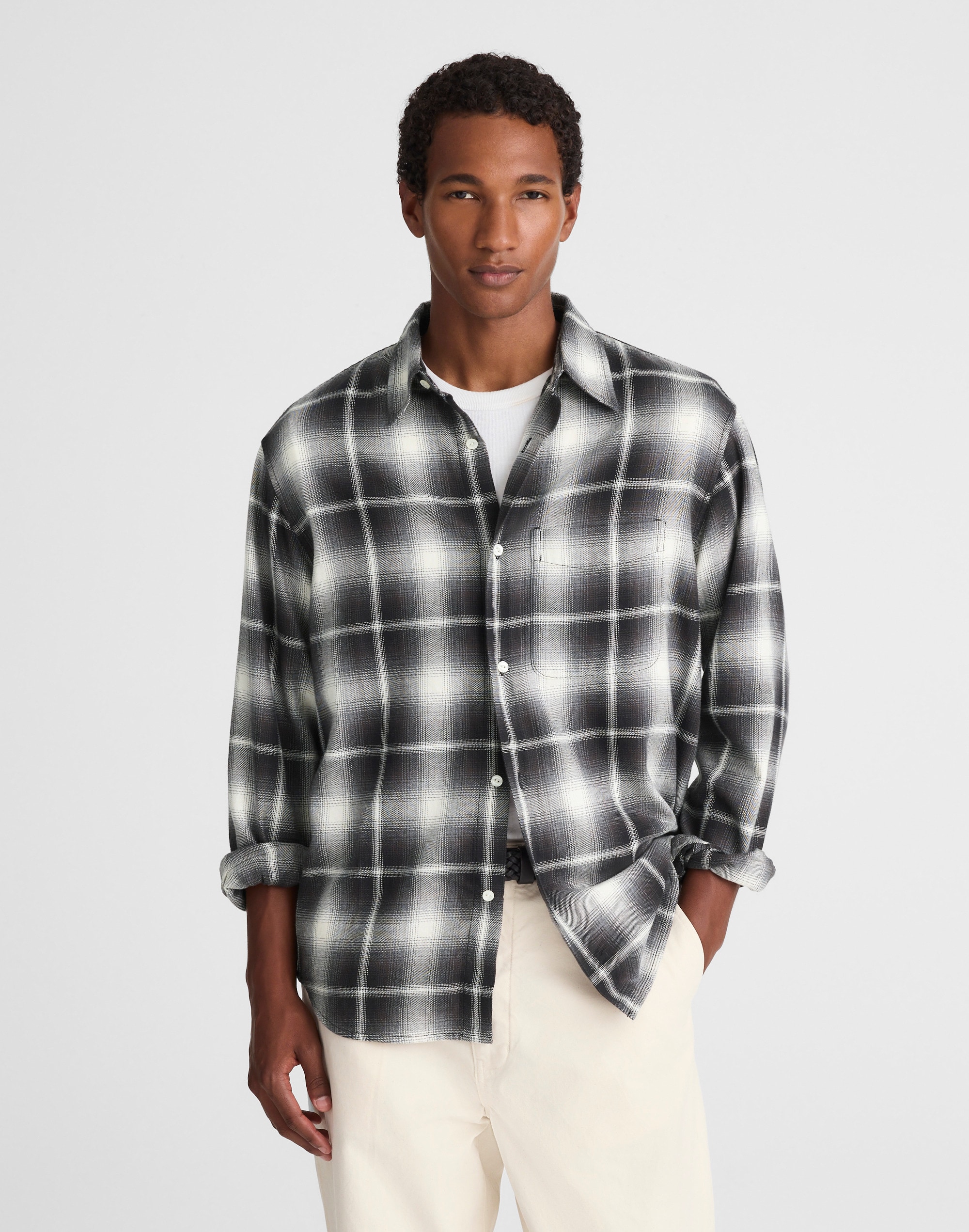 Lightweight Flannel Button-Up Shirt
