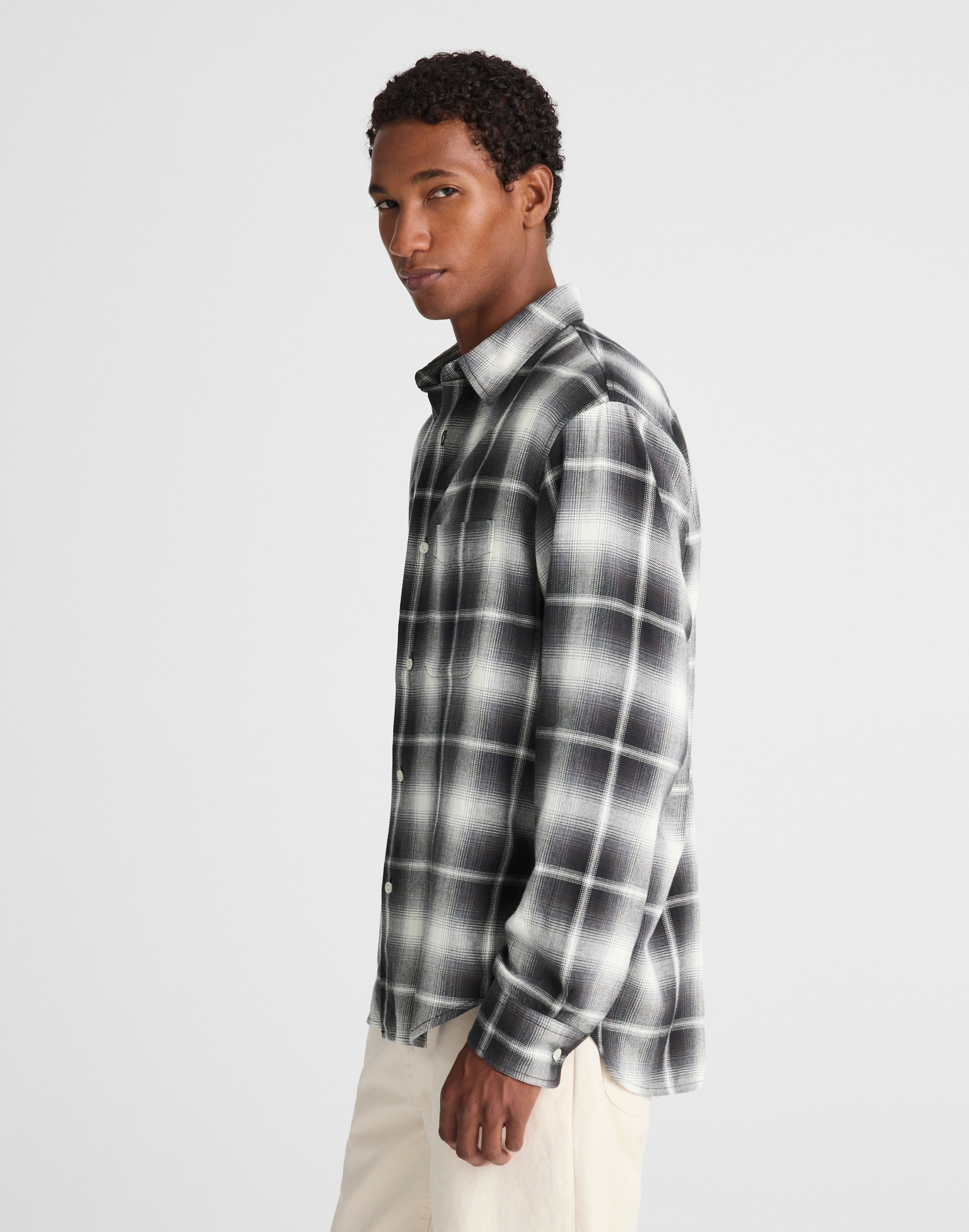 Lightweight Flannel Button-Up Shirt