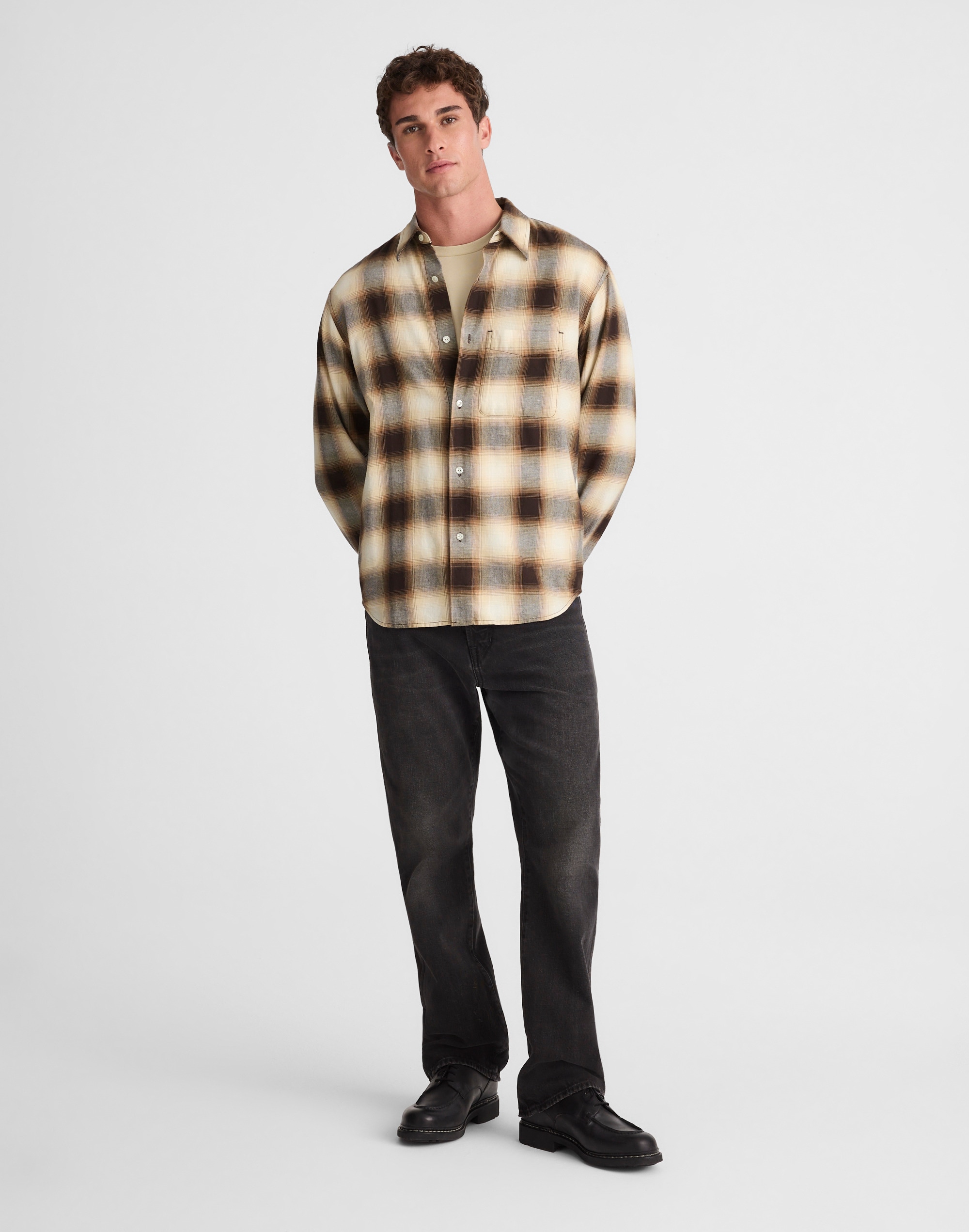 Lightweight Flannel Button-Up Shirt