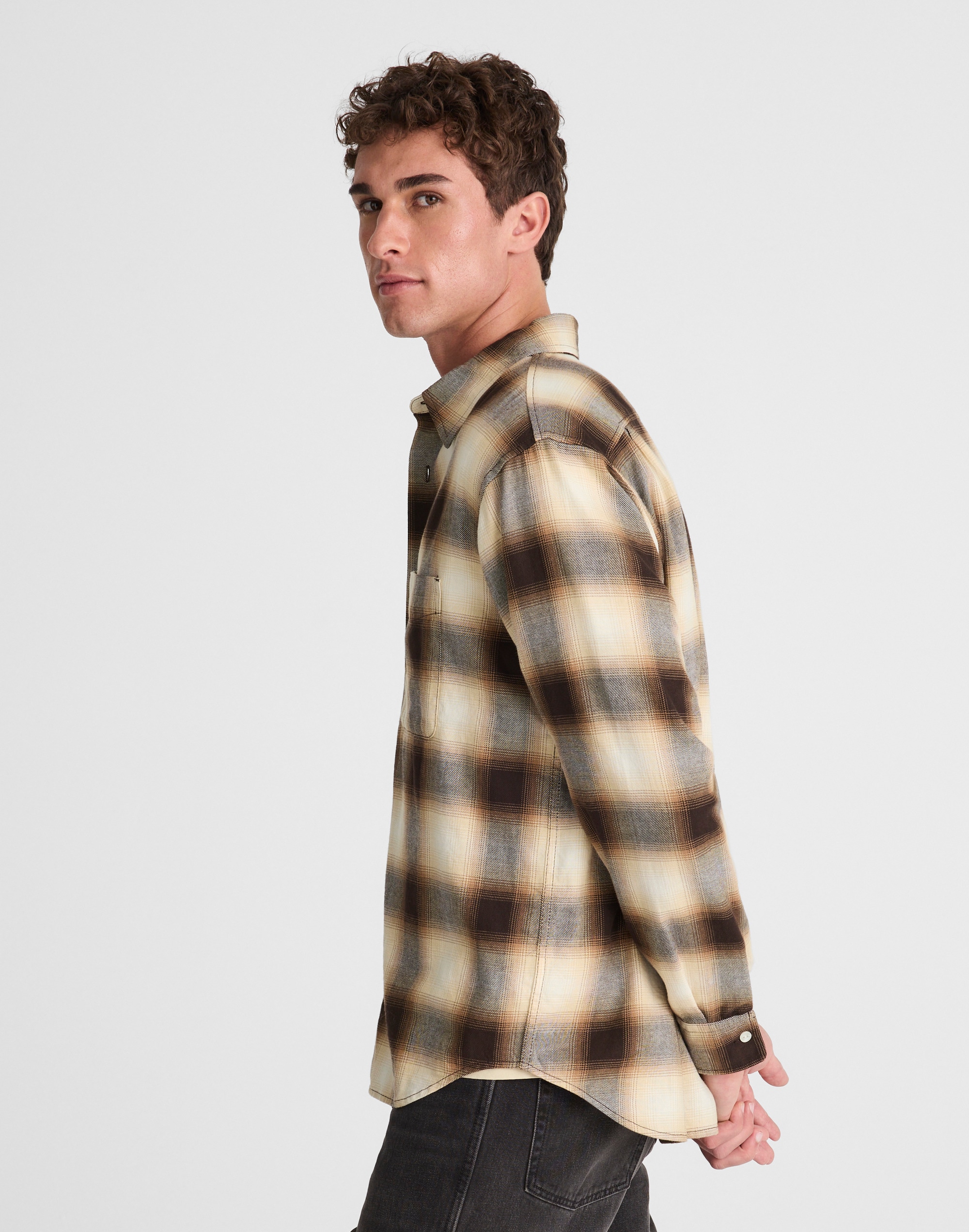 Lightweight Flannel Button-Up Shirt