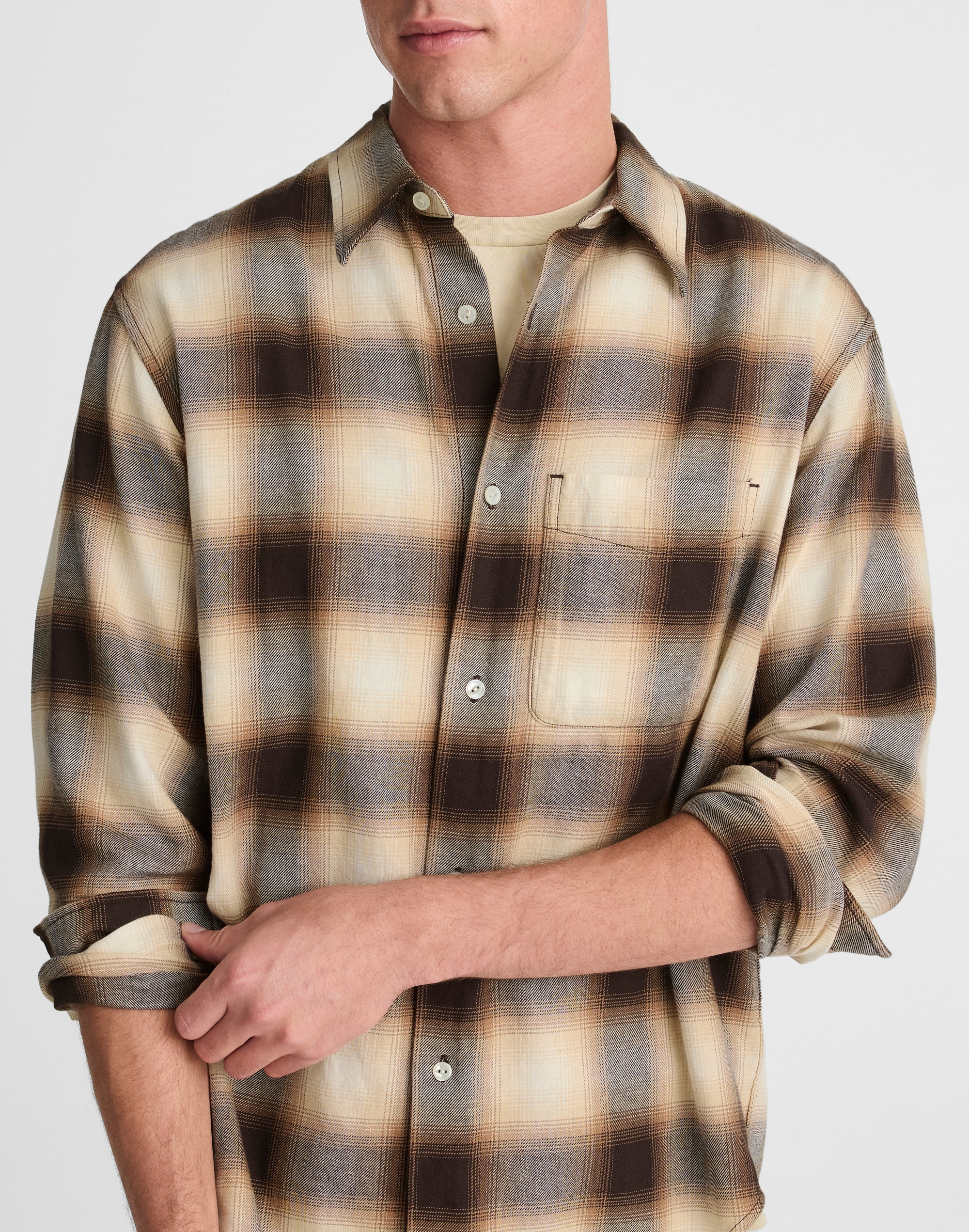 Lightweight Flannel Button-Up Shirt