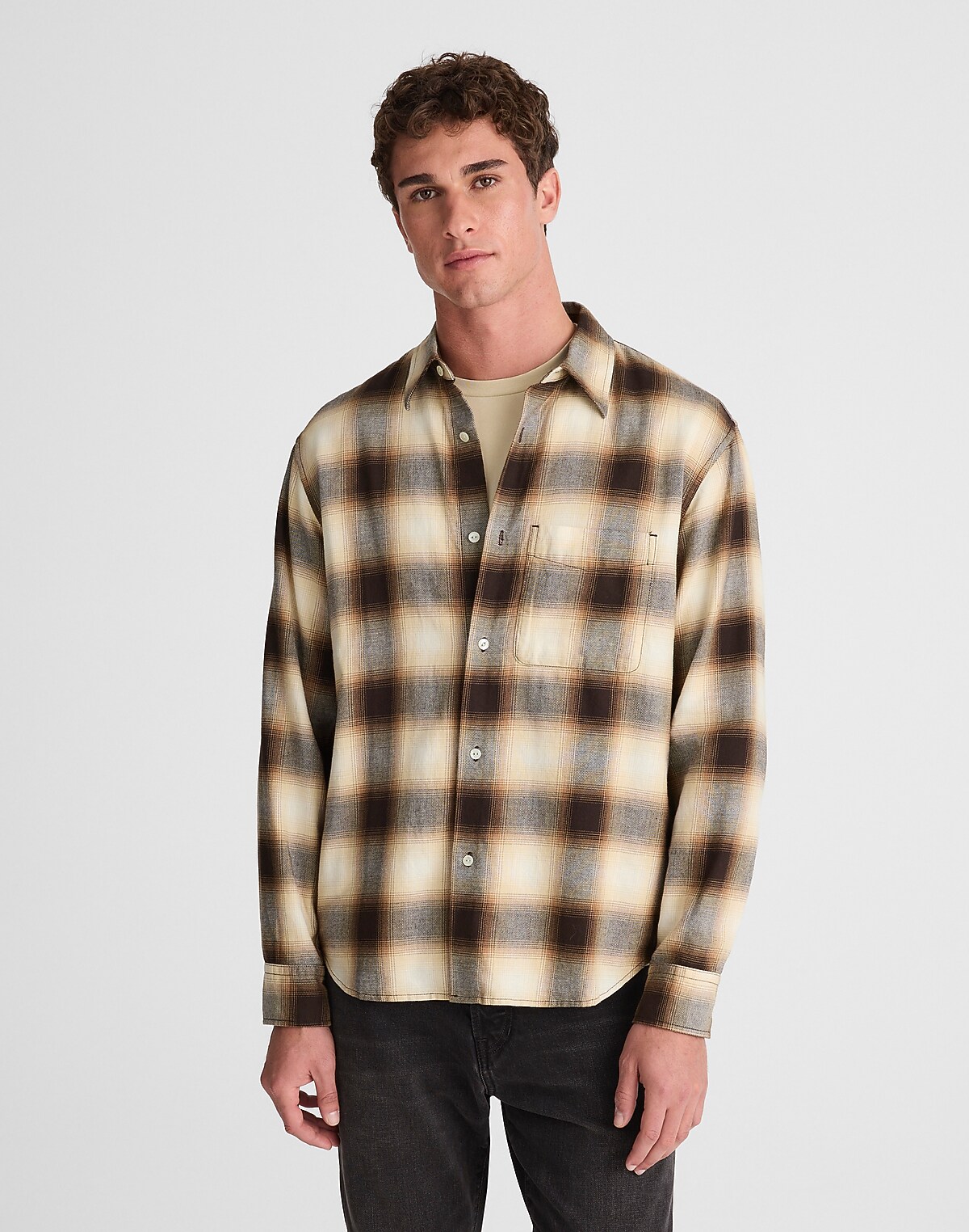 Lightweight Flannel Button-Up Shirt
