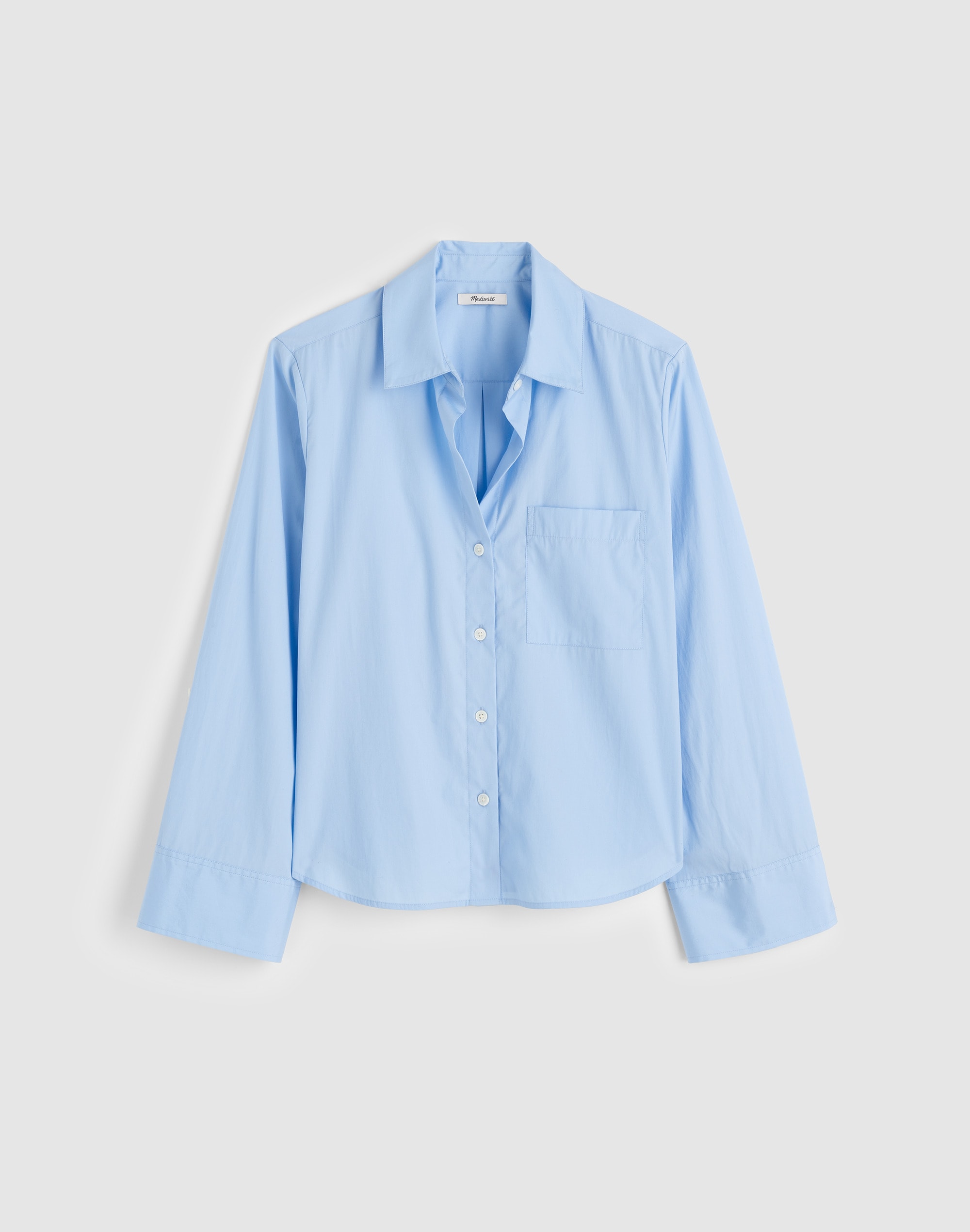 Easy Y-Neck Button-Up Shirt in Poplin