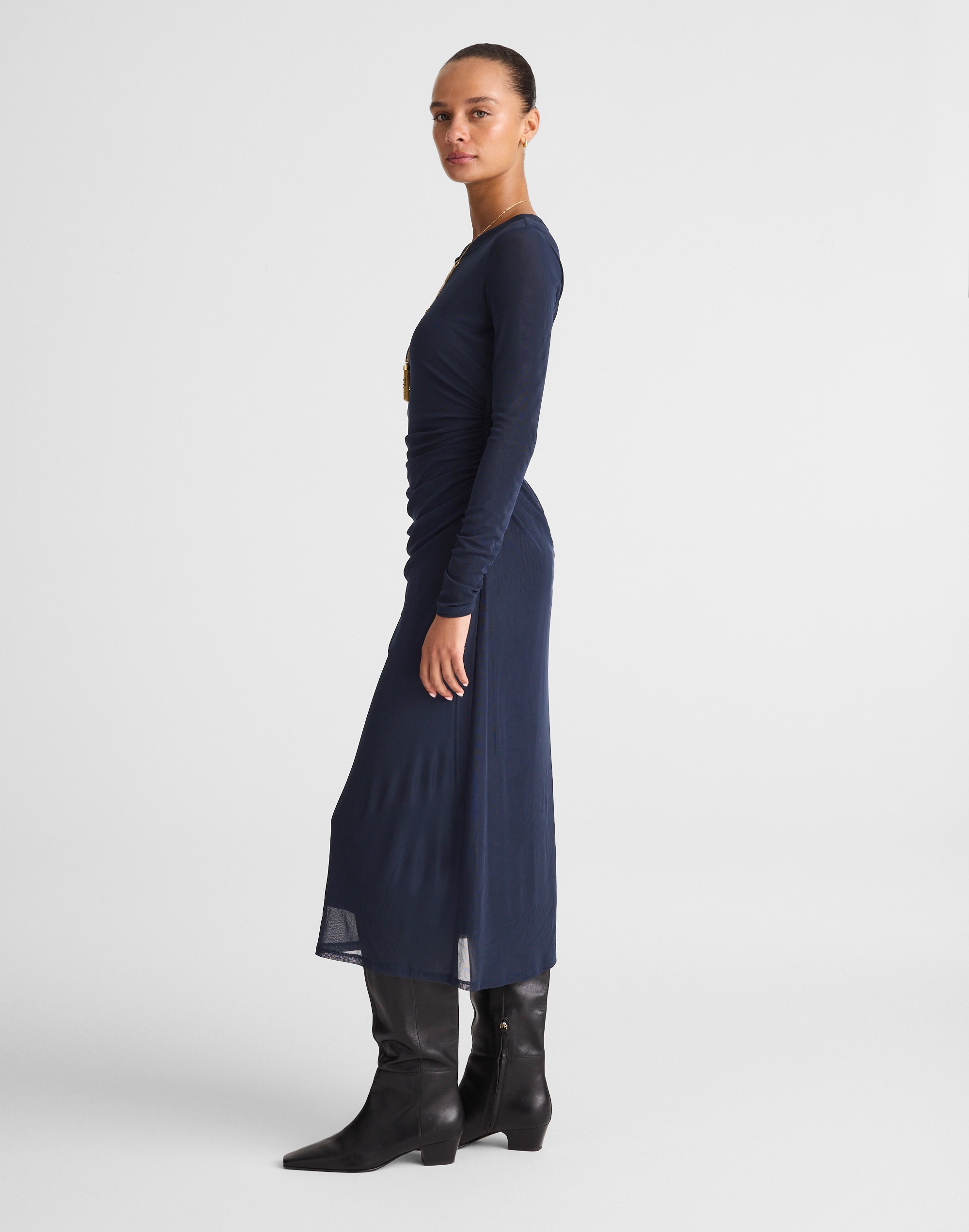 Long-Sleeve Ruched Midi Dress Alternate Image 3