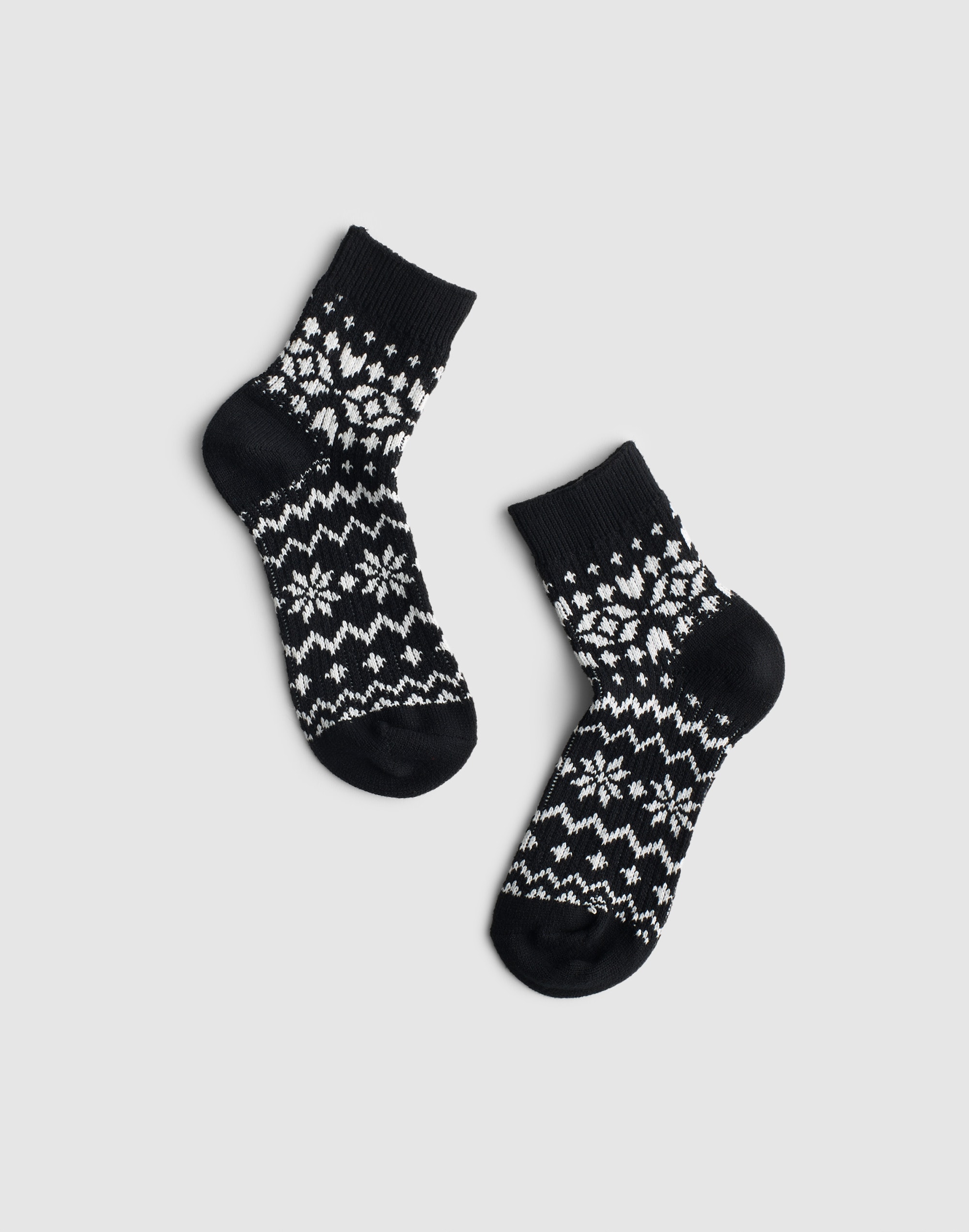 Madewell Brushed Fair Isle Socks In Black
