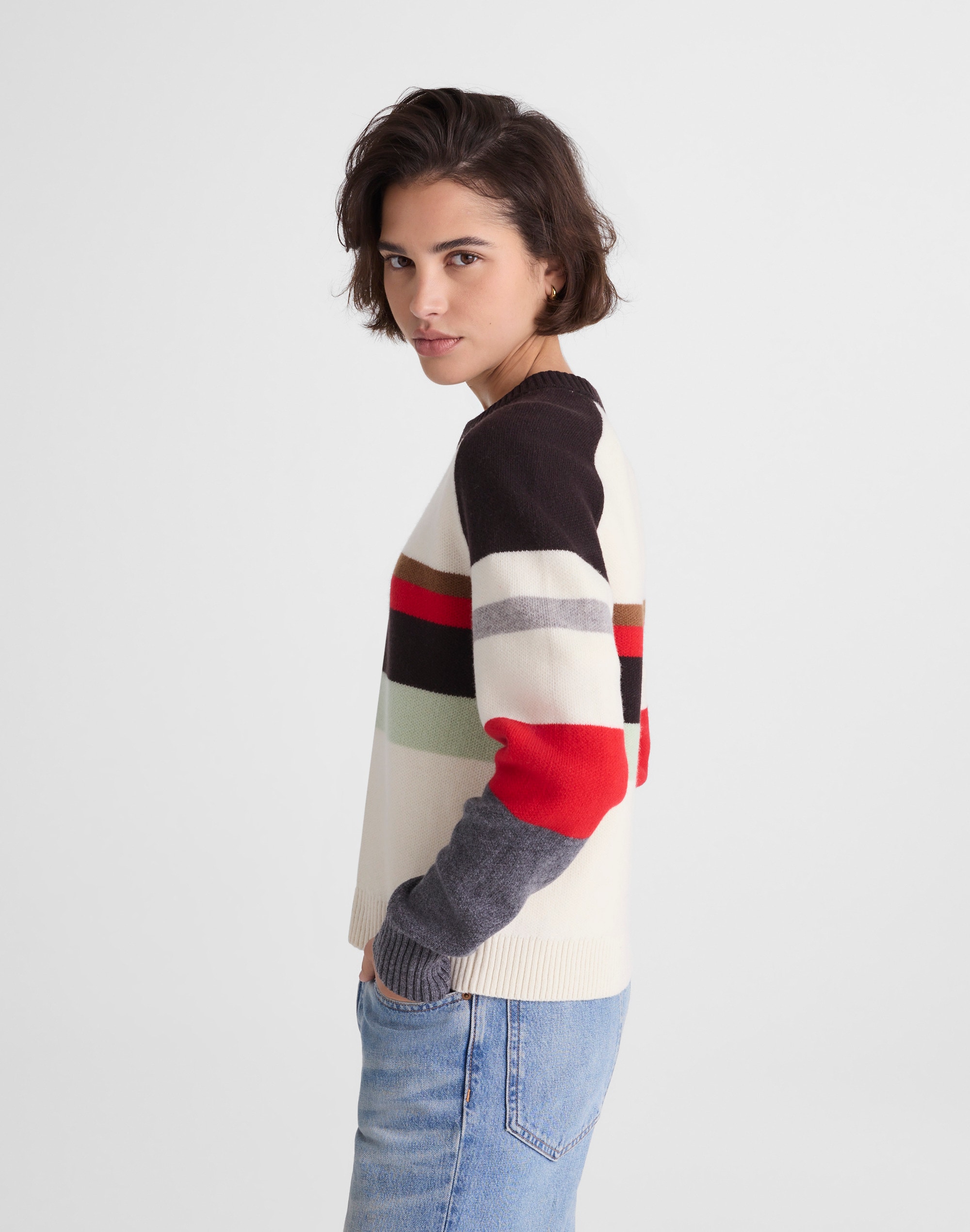 Raglan-Sleeve Sweater Colorblock Merino Wool