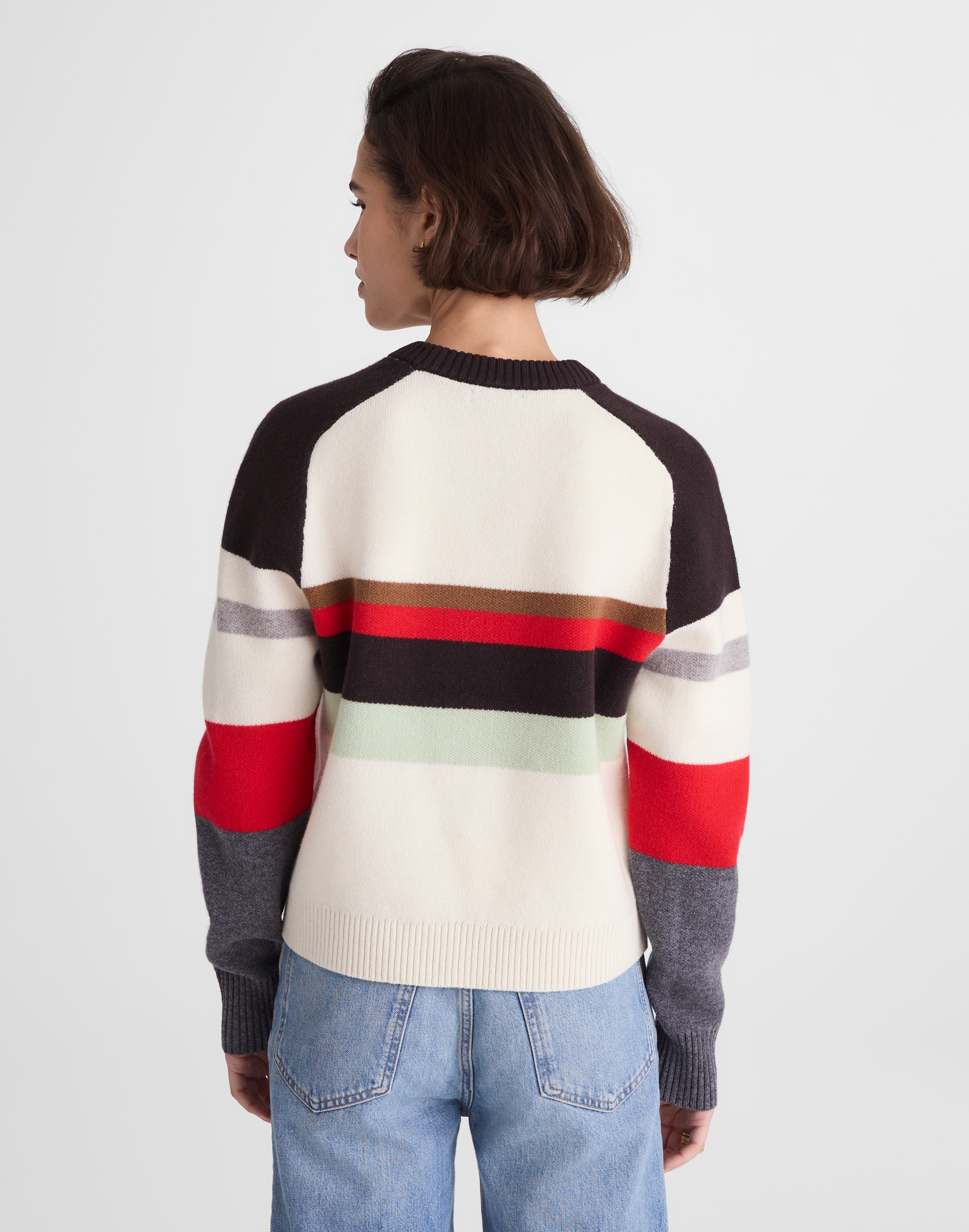 Raglan-Sleeve Sweater Colorblock Merino Wool