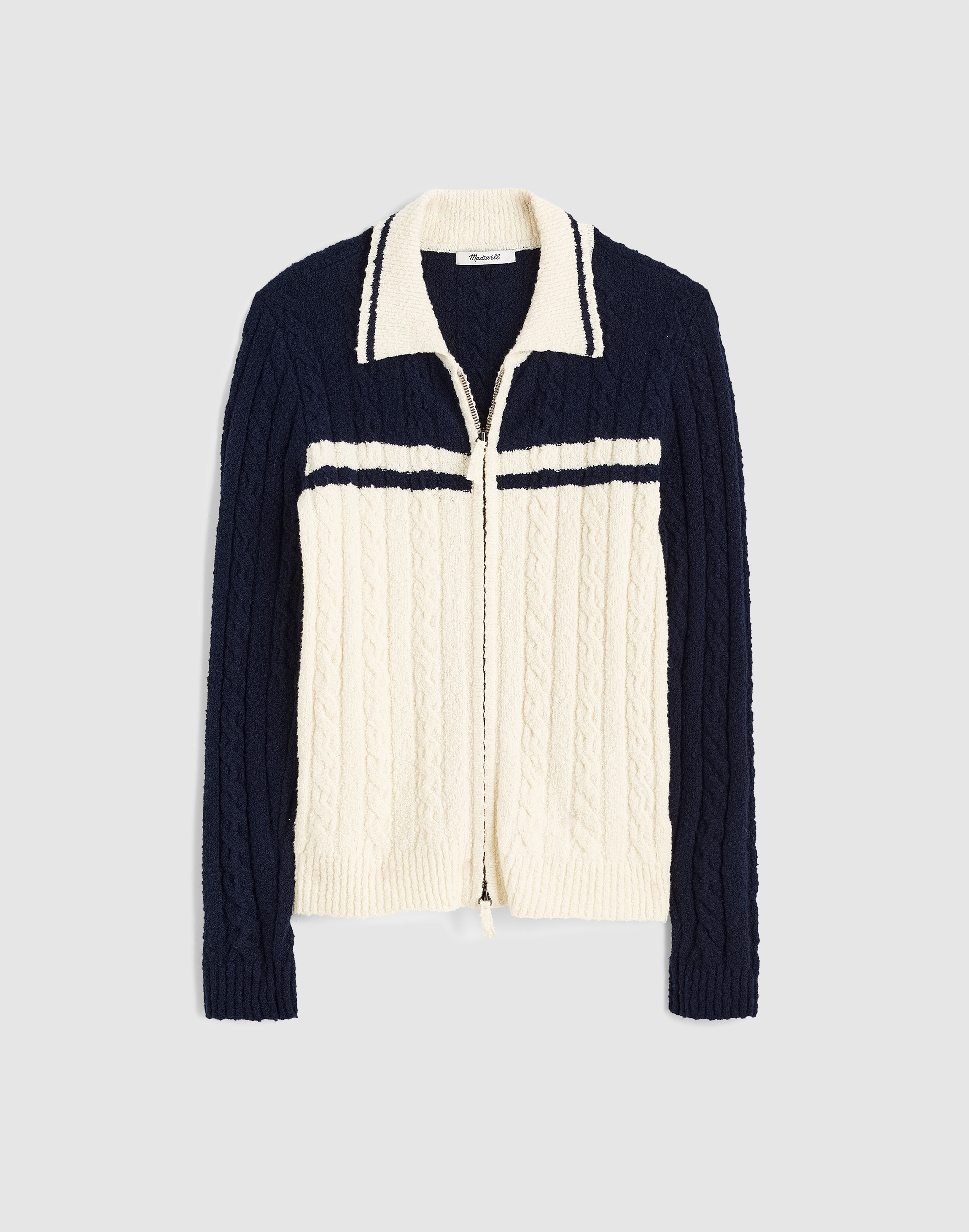 Cable-Knit Zip Cardigan
