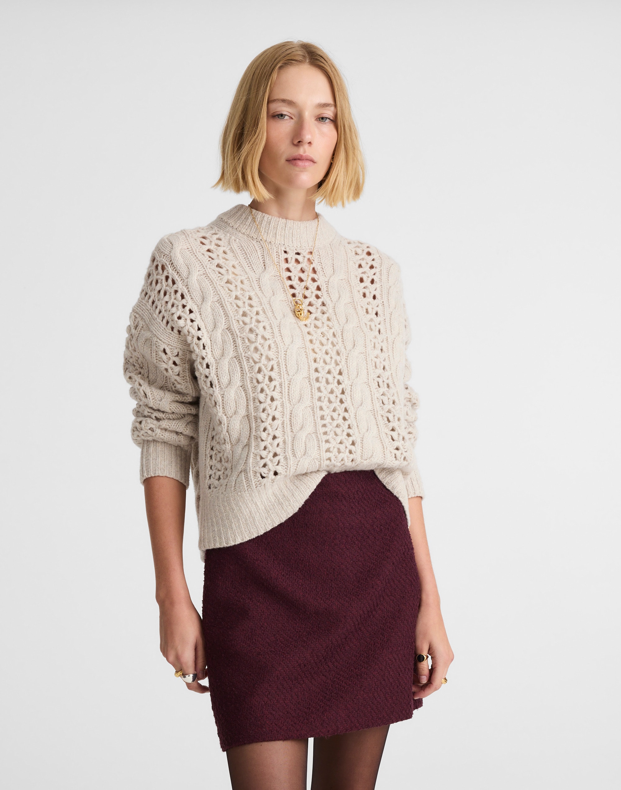 Madewell Tweed Miniskirt In Neutral
