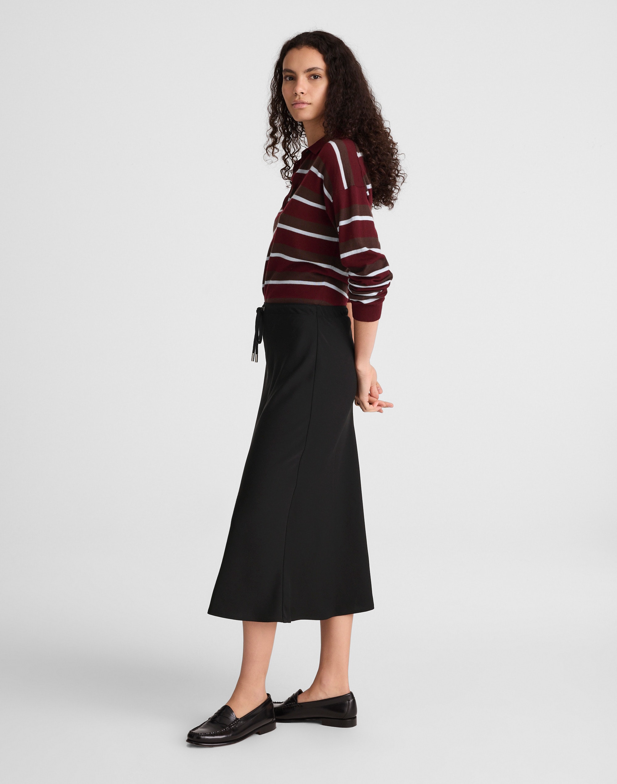 Drawstring Midi Skirt