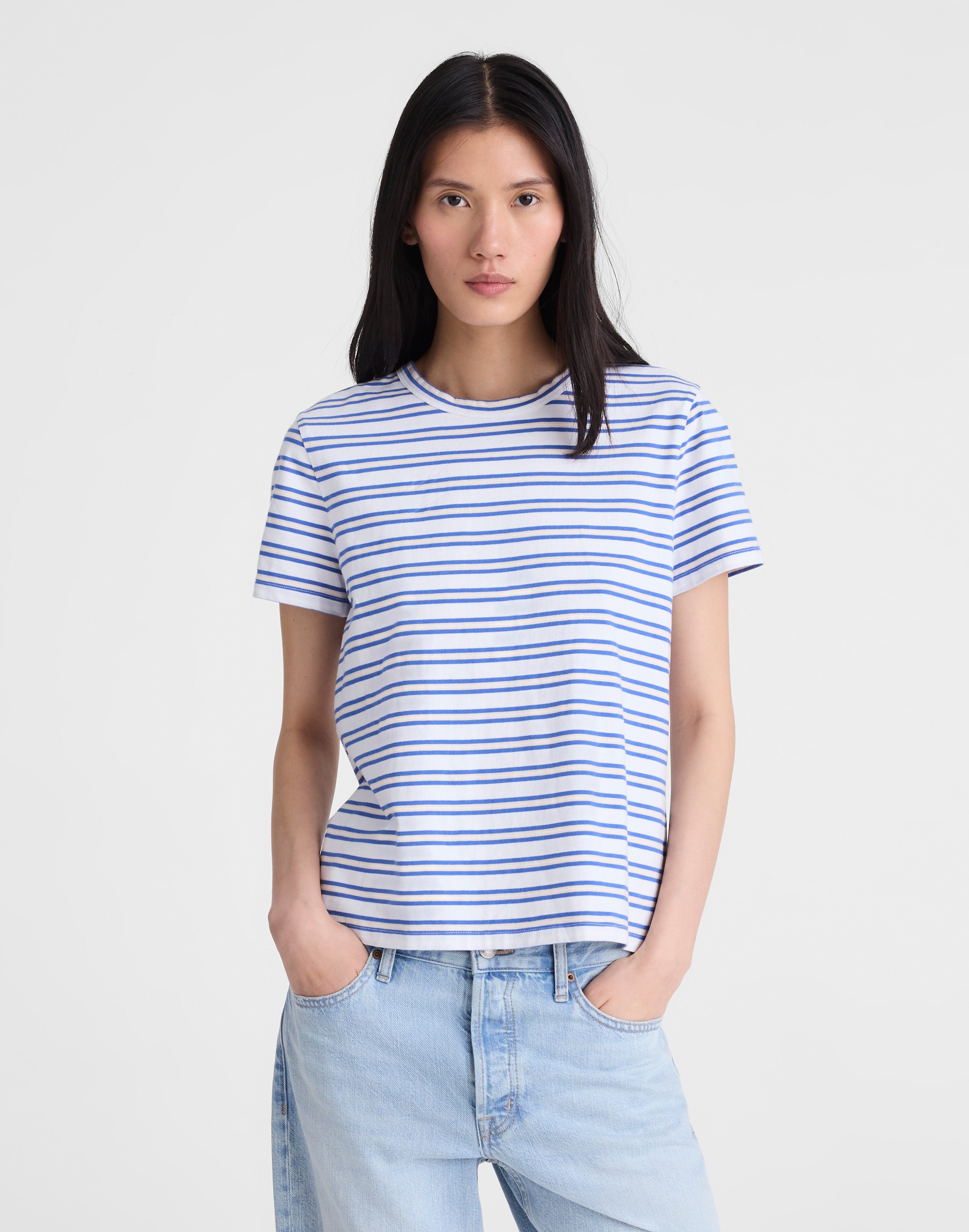Madewell The Perfect Crewneck Tee In Blue