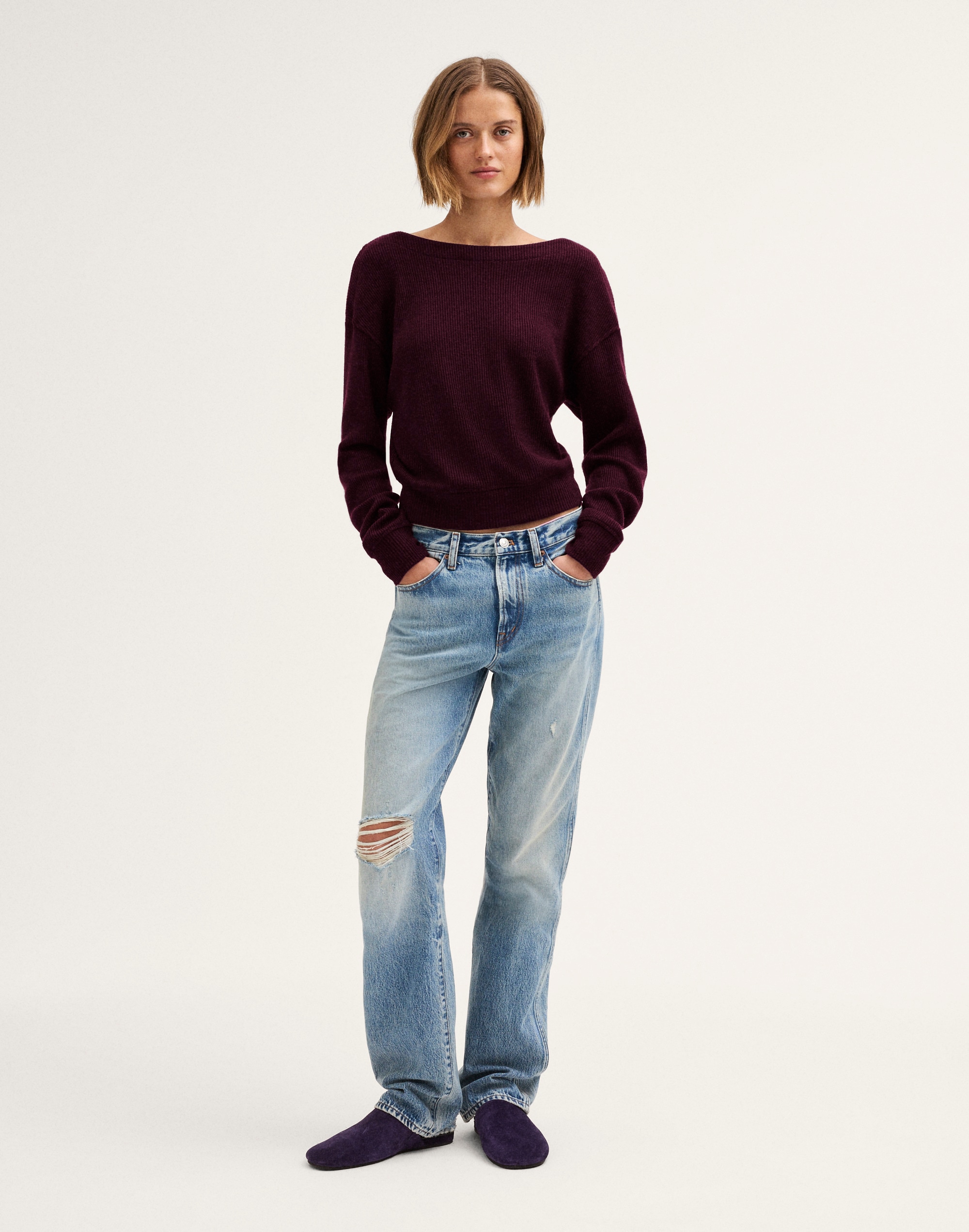 Boatneck Drop-Shoulder Top