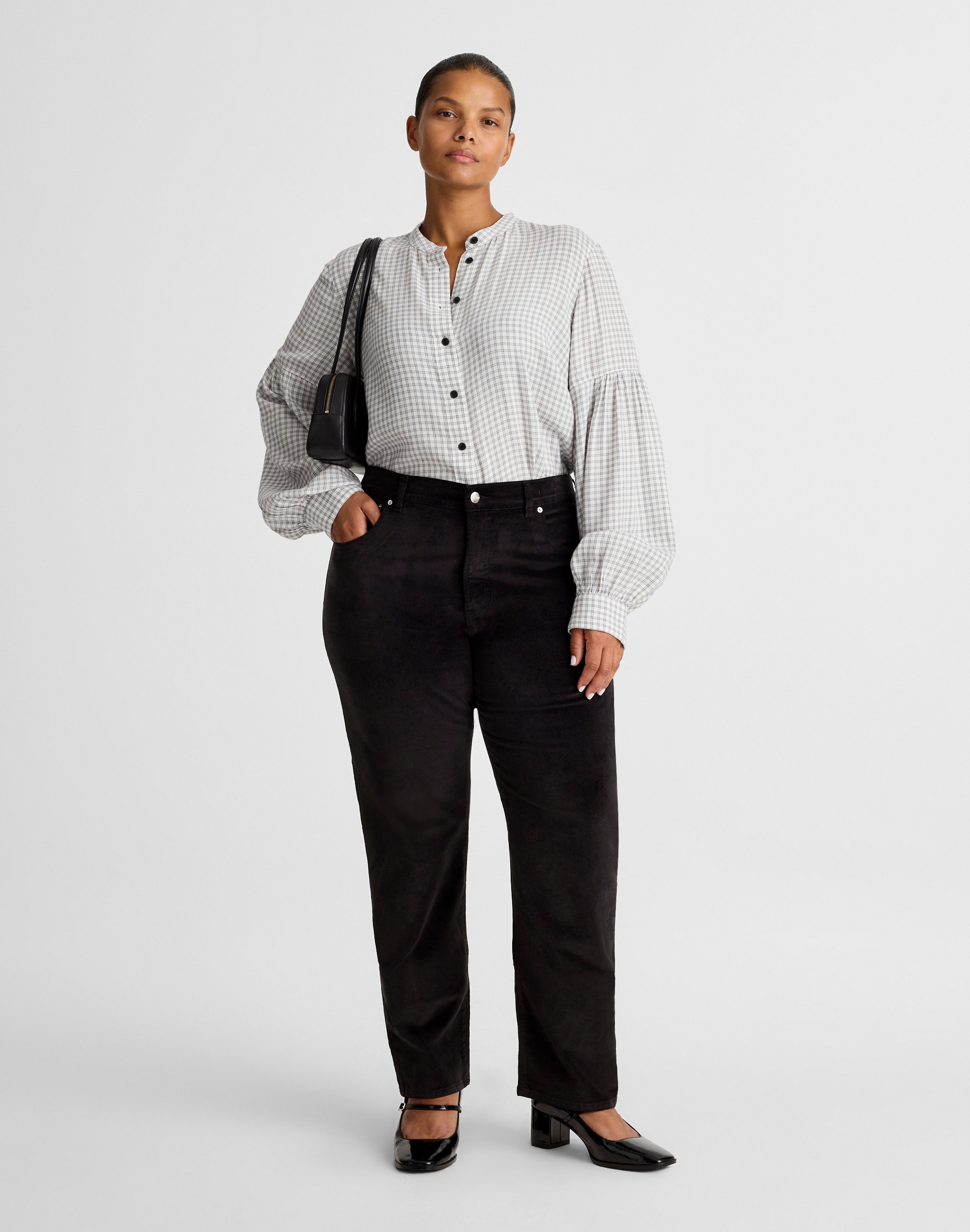 the plus longline straight pant in velvet