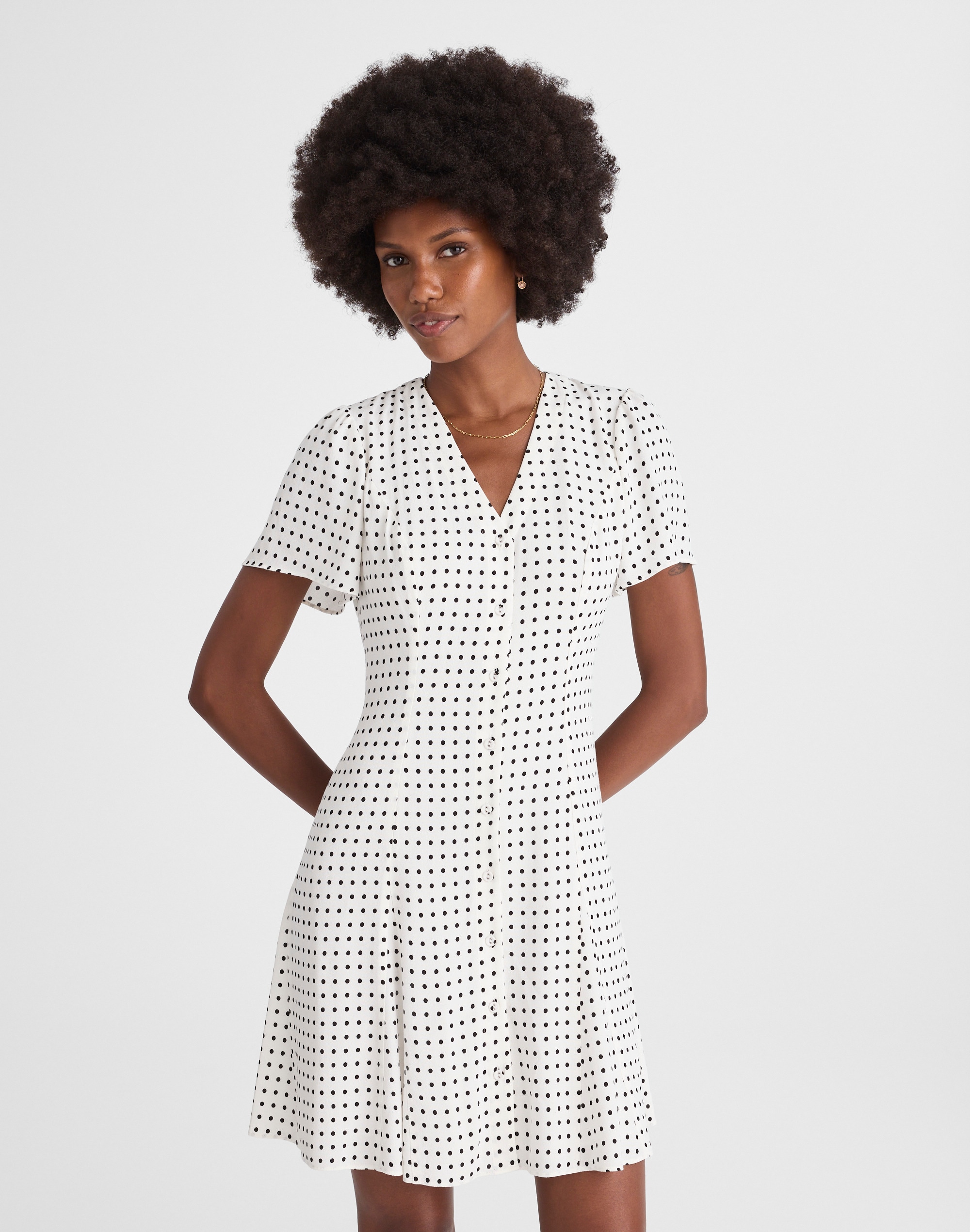 button-front mini dress