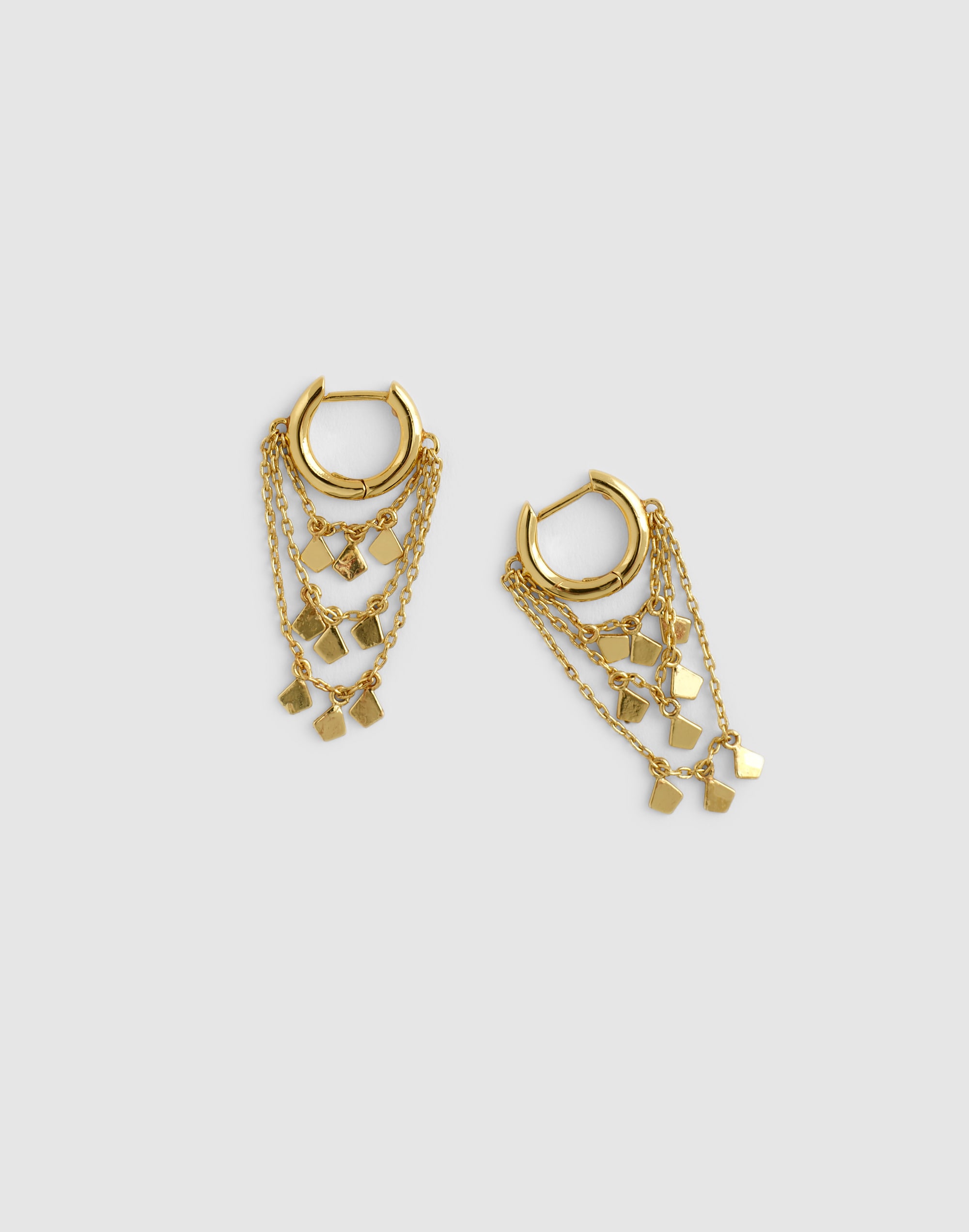 Stacked Chain Huggie Hoop Earrings
