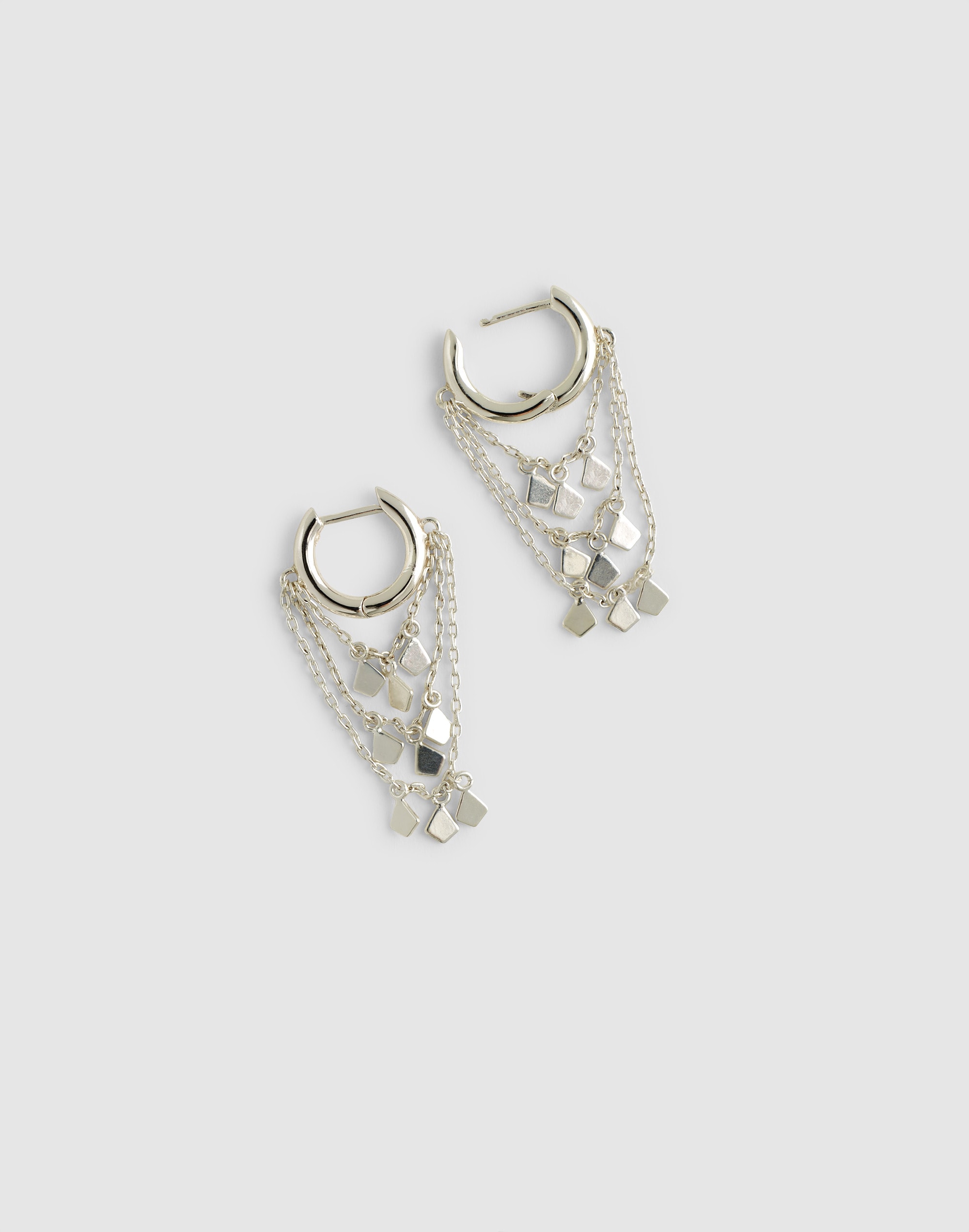 Madewell Stacked Chain Huggie Hoop Earrings In Metallic