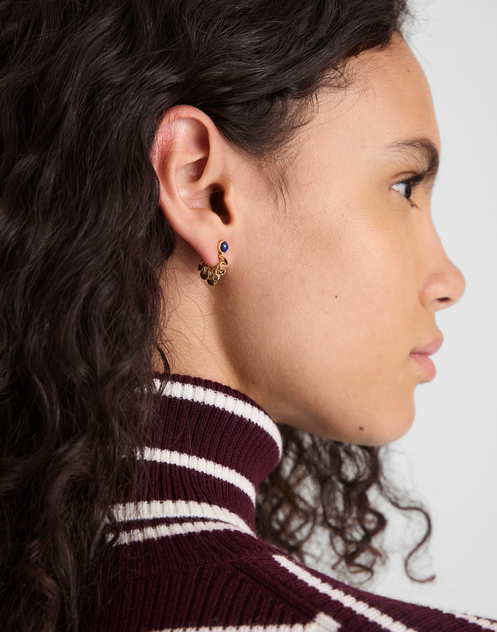 Semiprecious Chain Huggie Earrings