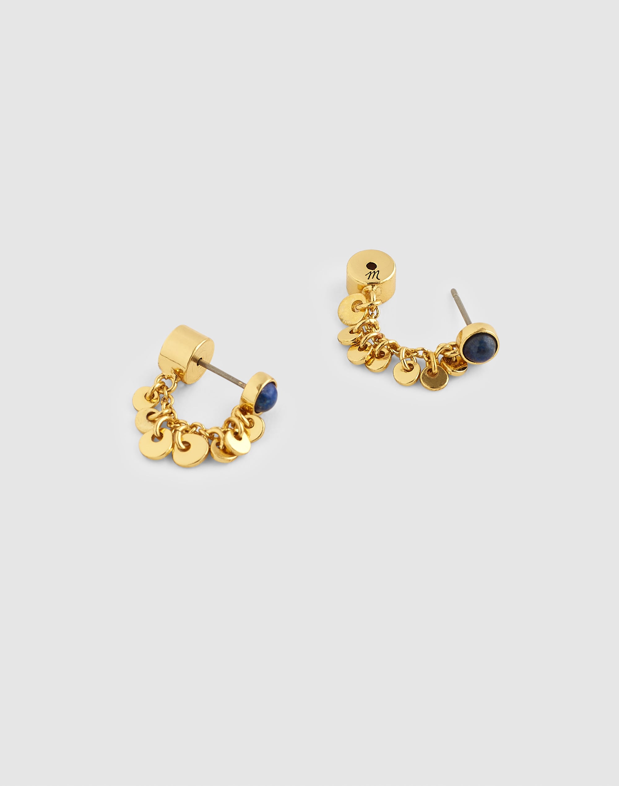 semiprecious chain huggie earrings