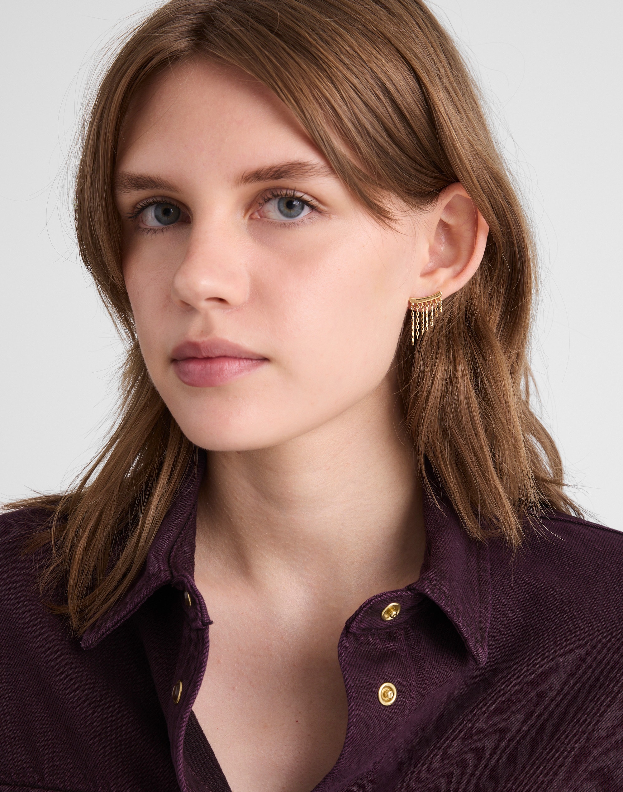 Asymmetric Chain Huggie Earrings