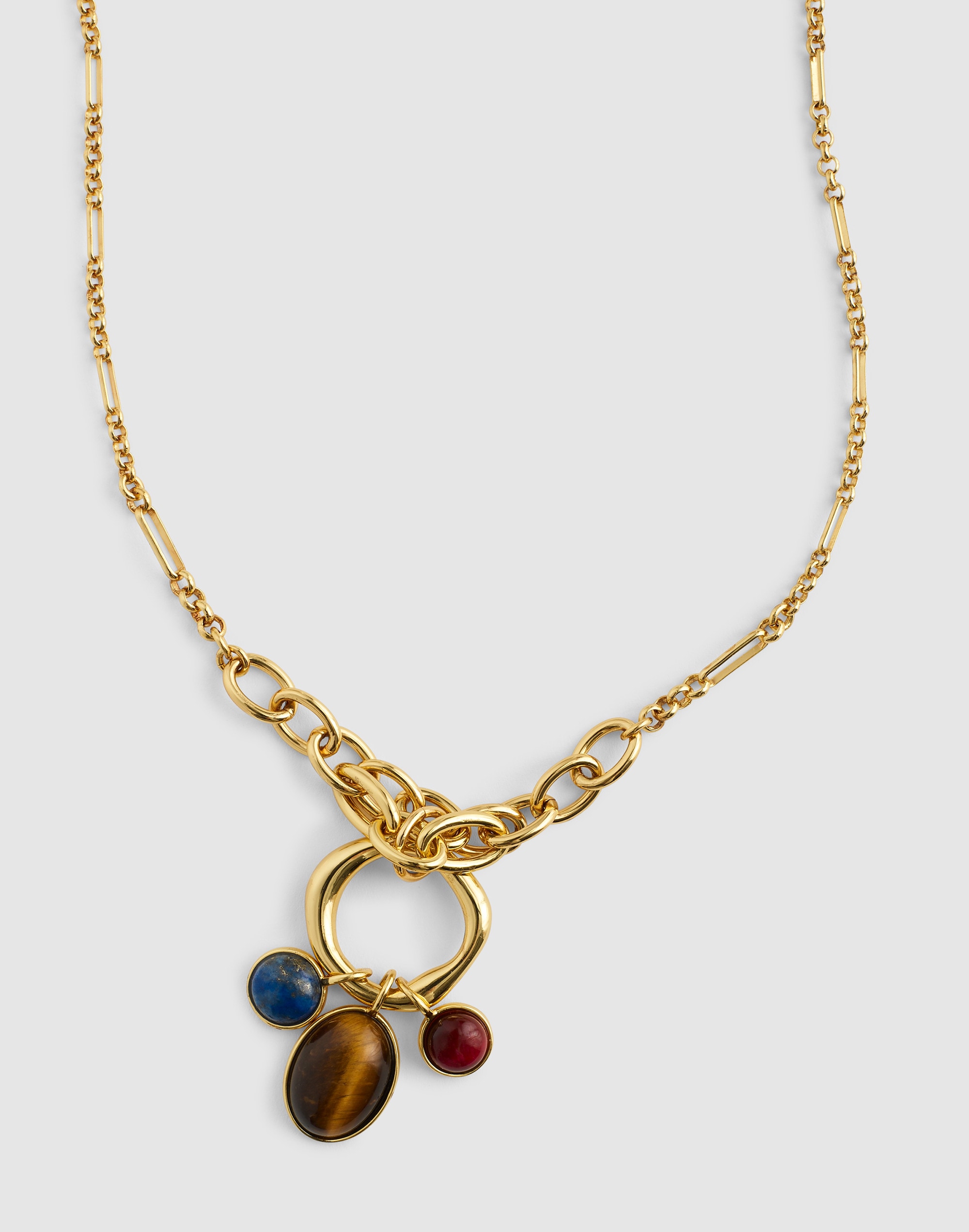 semiprecious graduated chain charm necklace