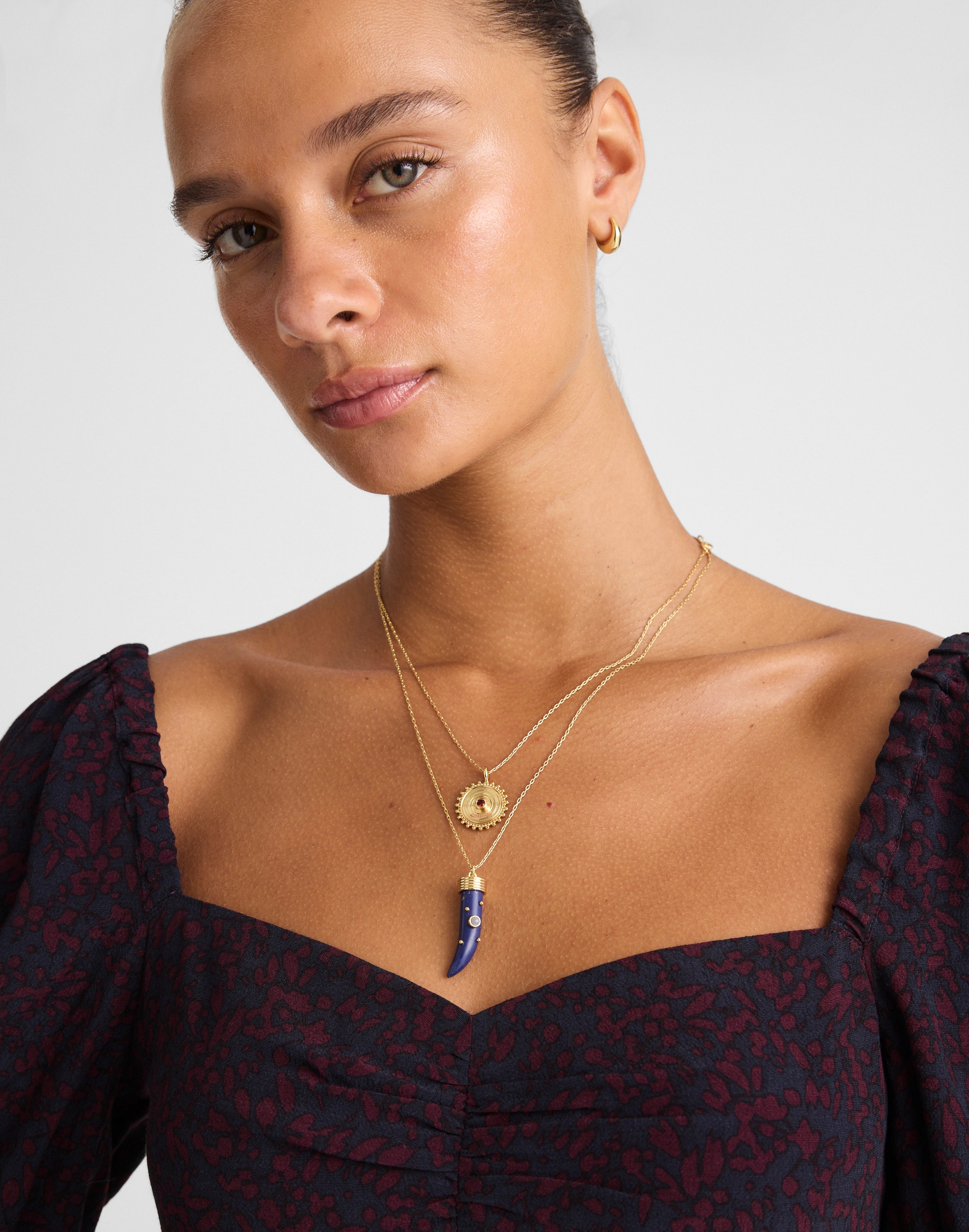 Semiprecious Horn Charm Necklace