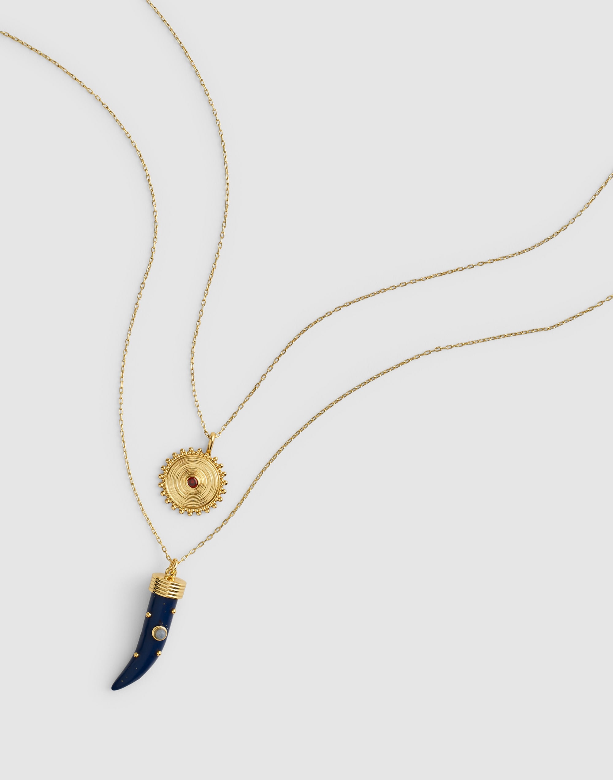 semiprecious horn charm necklace