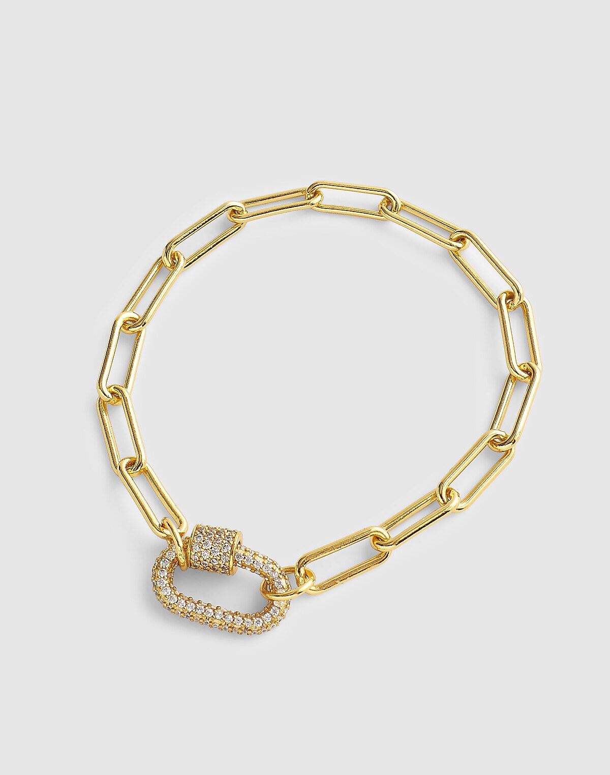 Pavé Carabiner Paperclip Chain Bracelet