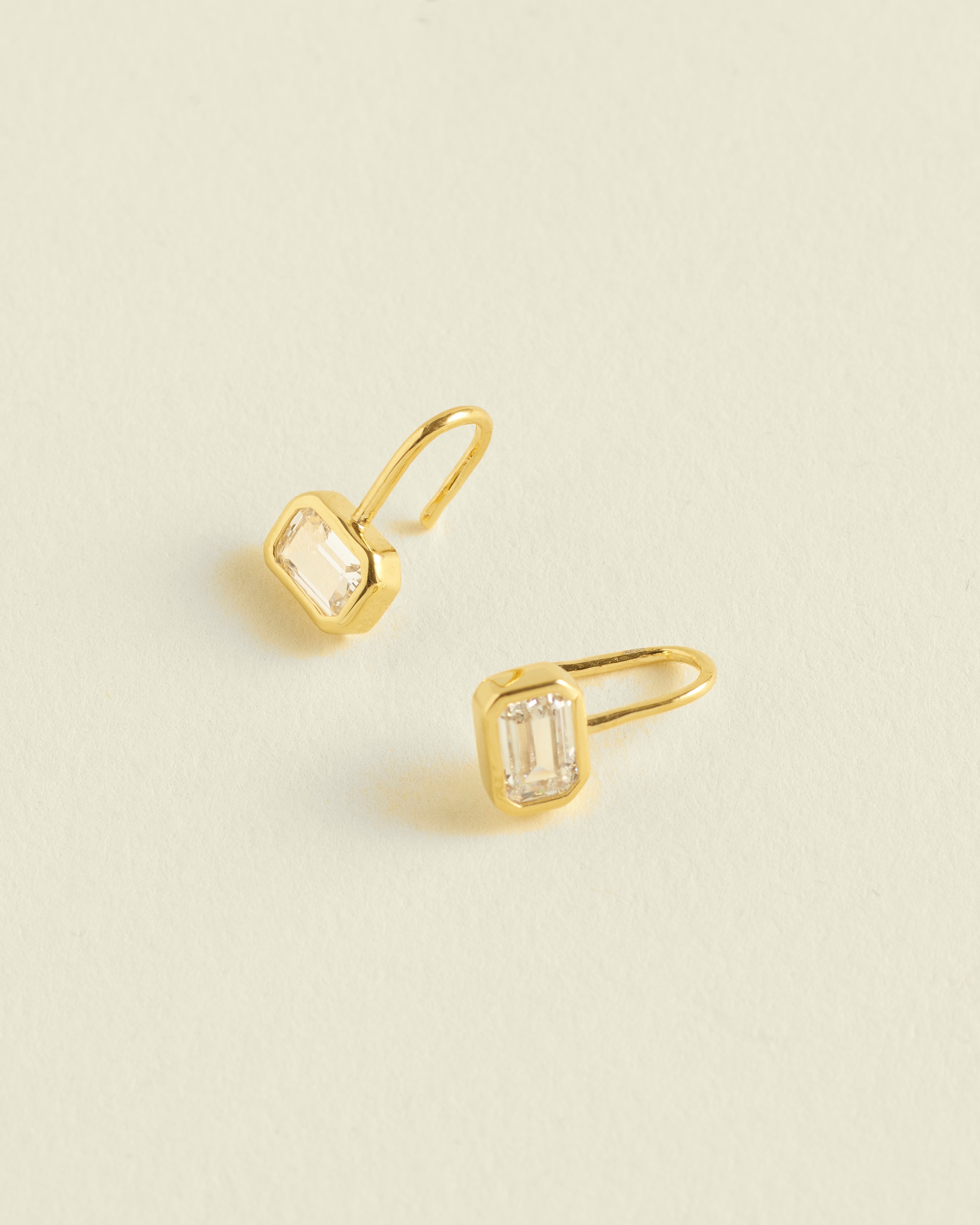 demi-fine emerald-cut large drop earrings
