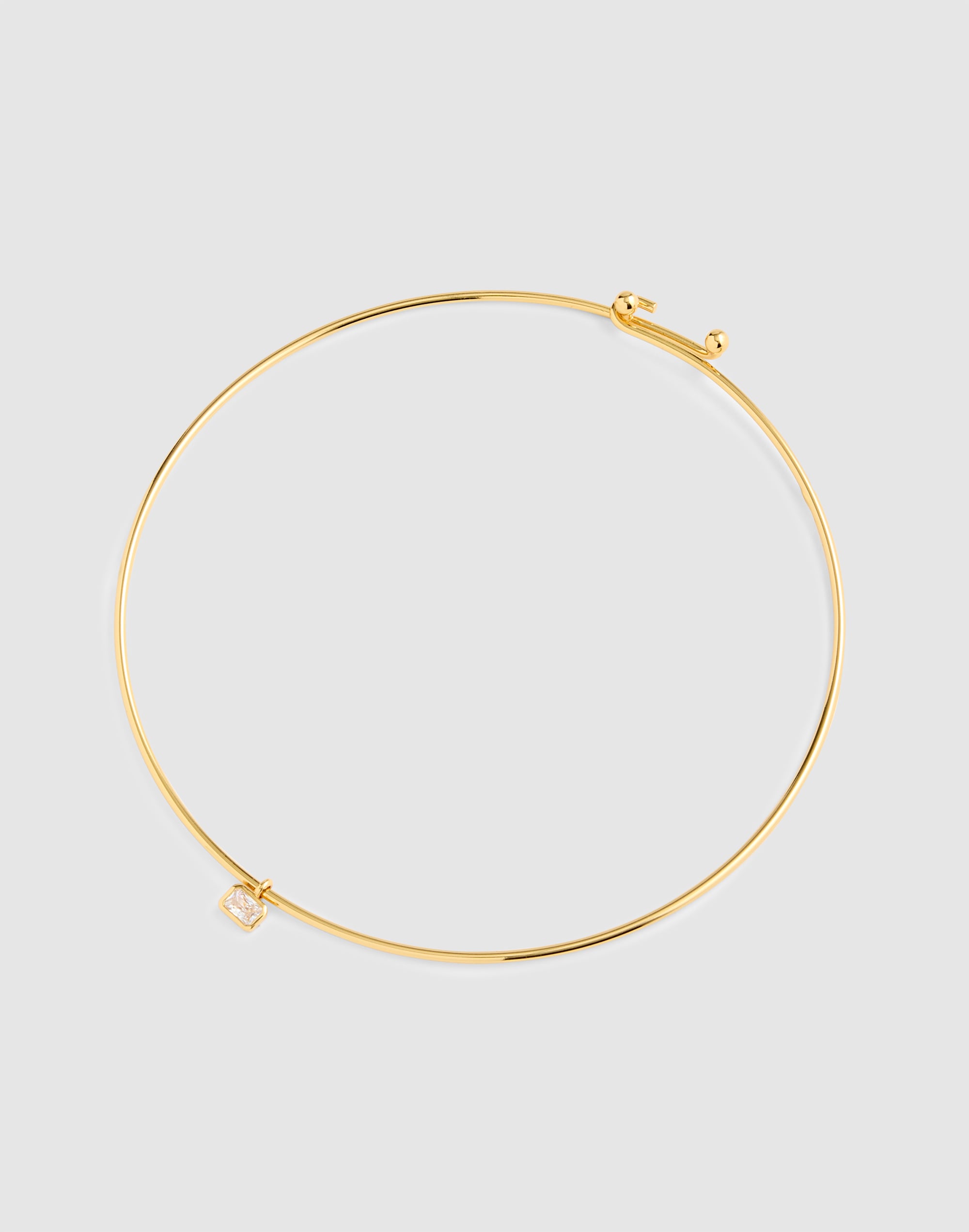 Emerald-Cut Crystal Wire Choker Necklace